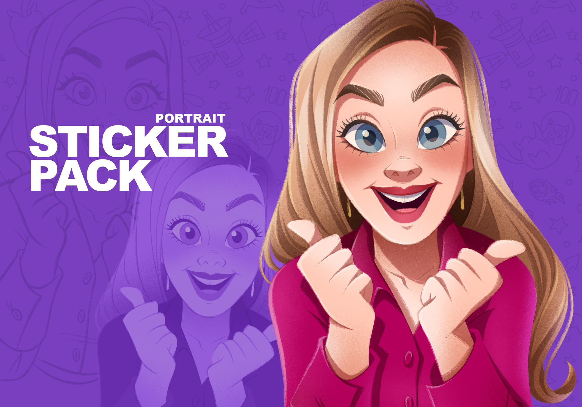 Portrait sticker pack — Изображение №1 — Иллюстрация, Графика на Dprofile