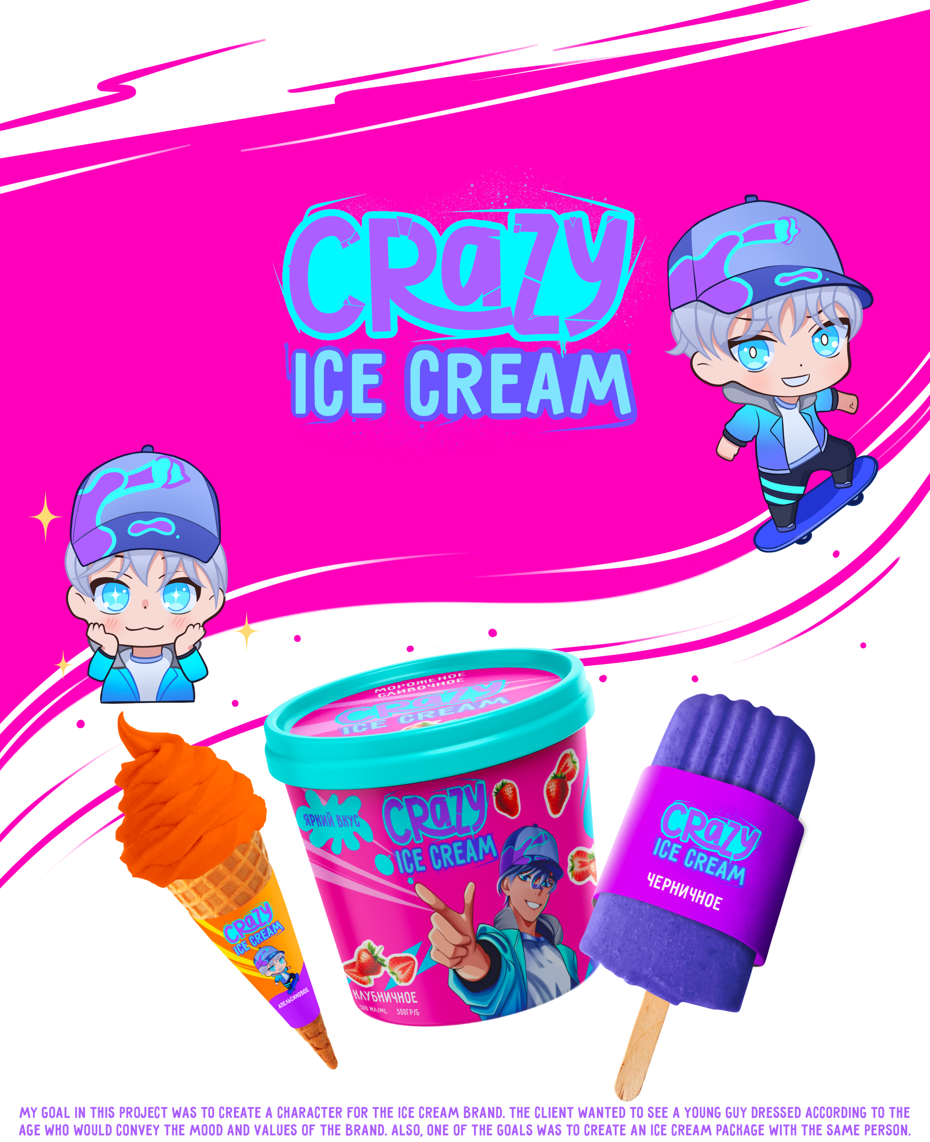 Иллюстрация упаковки мороженого и бренд персонажа — Изображение №1 — Брендинг, Иллюстрация на Dprofile
