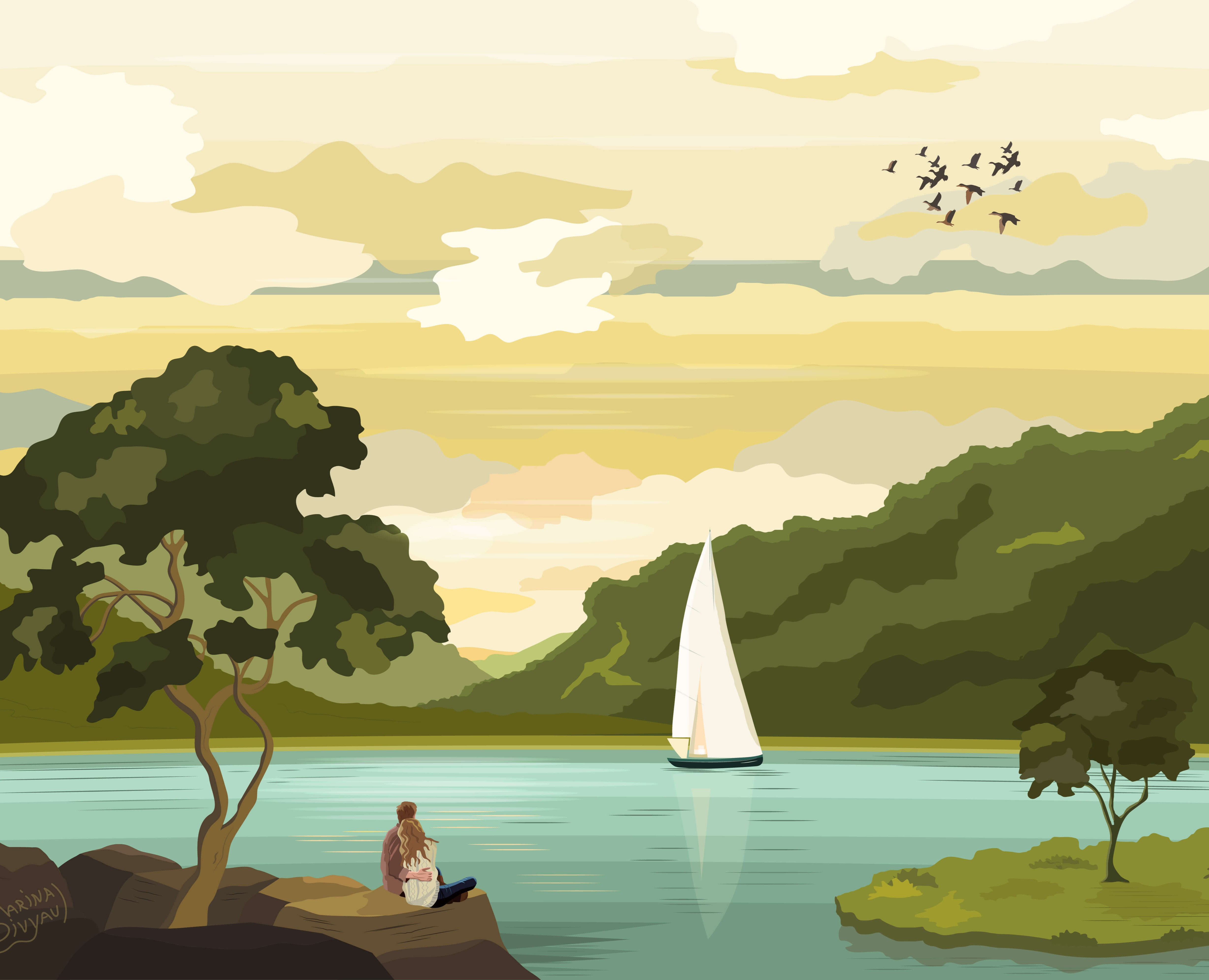 Landscapes. Vector illustrations — Иллюстрация на Dprofile