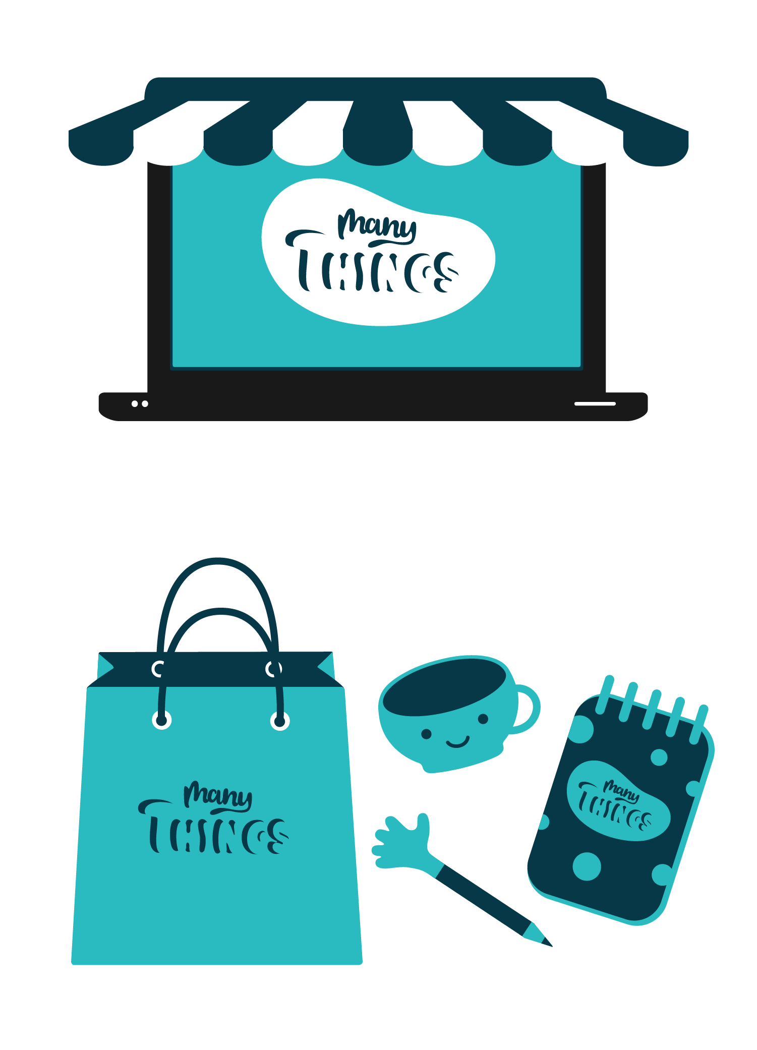 Logo for a souvenir shop «Many Things». — Изображение №6 — Иллюстрация, Графика на Dprofile