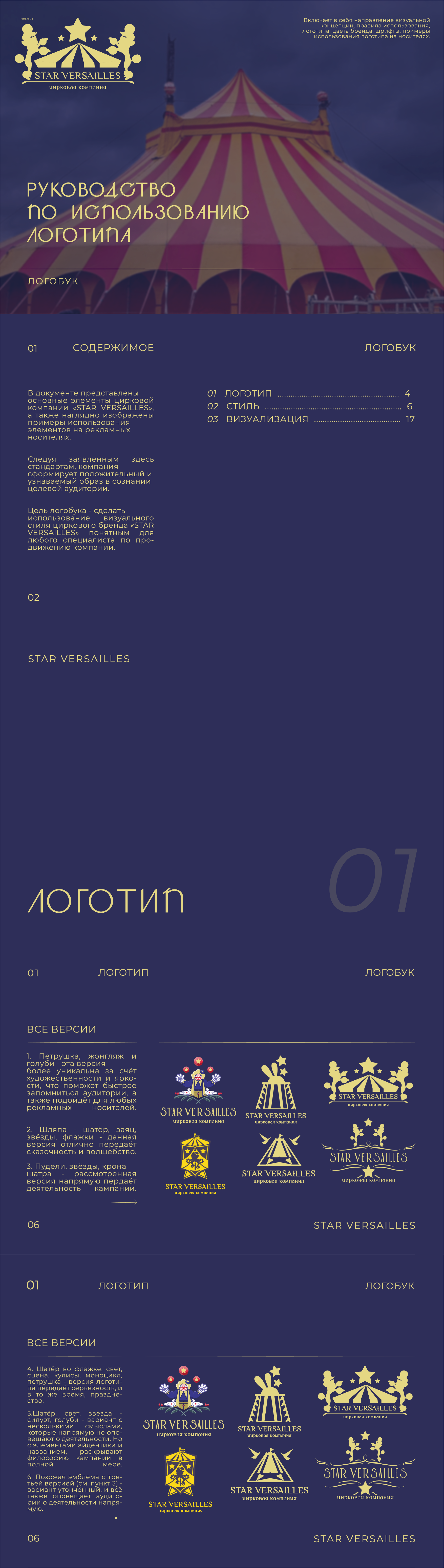 Разработка логотипа и логобука для цирка "STARVERSAILLES" — Изображение №1 — Брендинг, Маркетинг на Dprofile