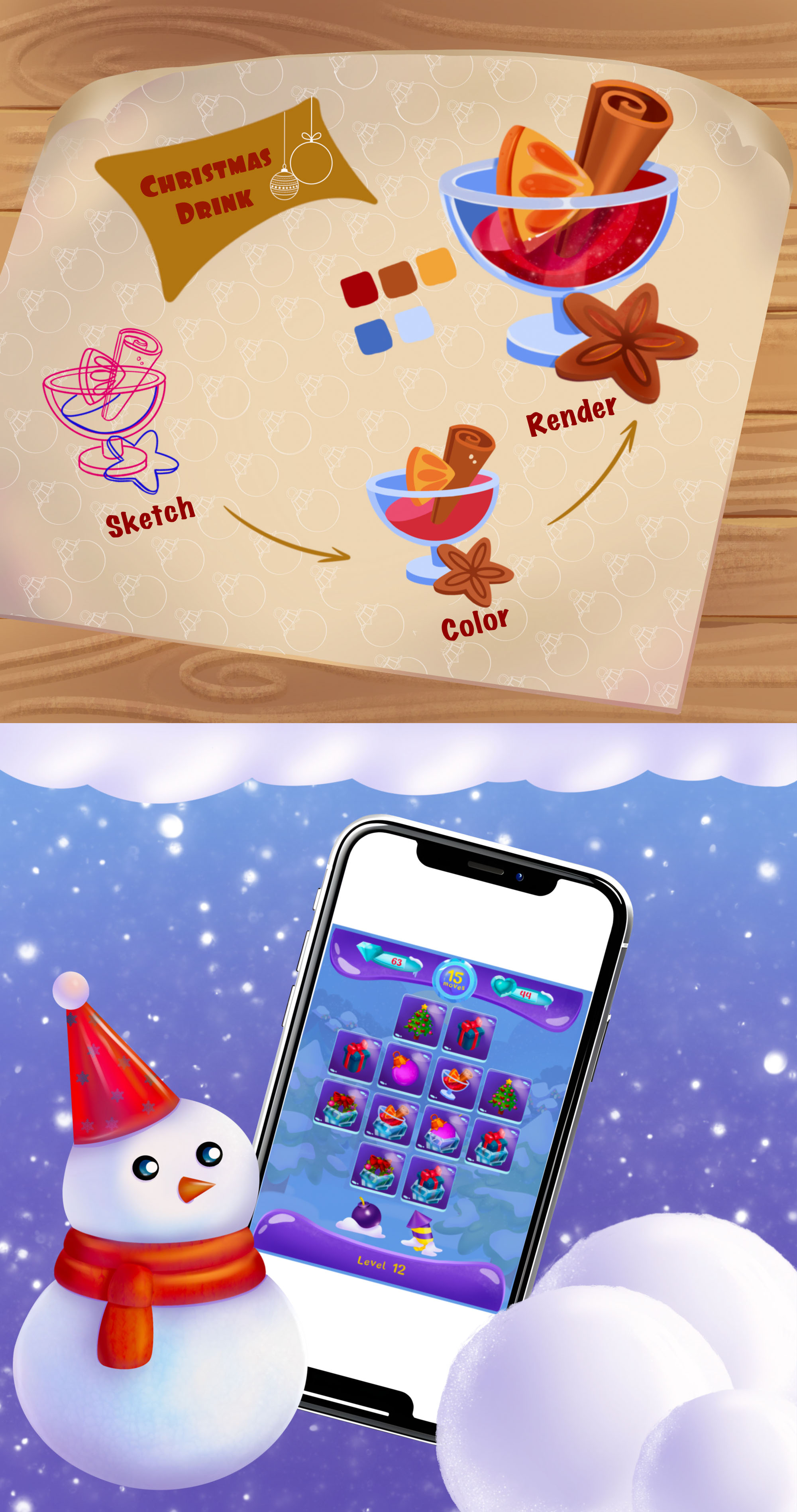 Christmas icons for mobile game — Изображение №3 — Интерфейсы, Иллюстрация на Dprofile