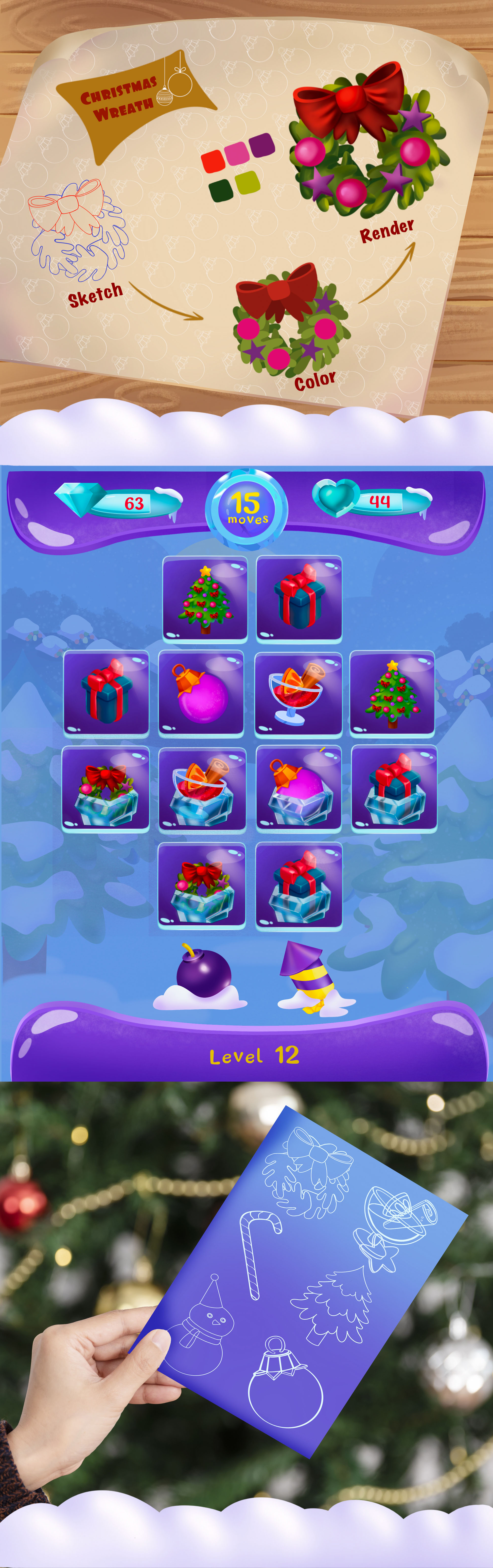 Christmas icons for mobile game — Изображение №2 — Интерфейсы, Иллюстрация на Dprofile