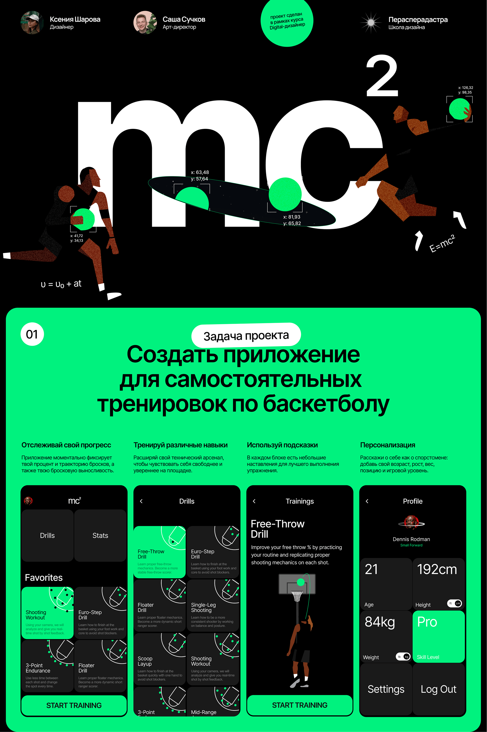 MC² / Сервис для баскетбольных тренировок — Изображение №1 — Интерфейсы, Брендинг на Dprofile