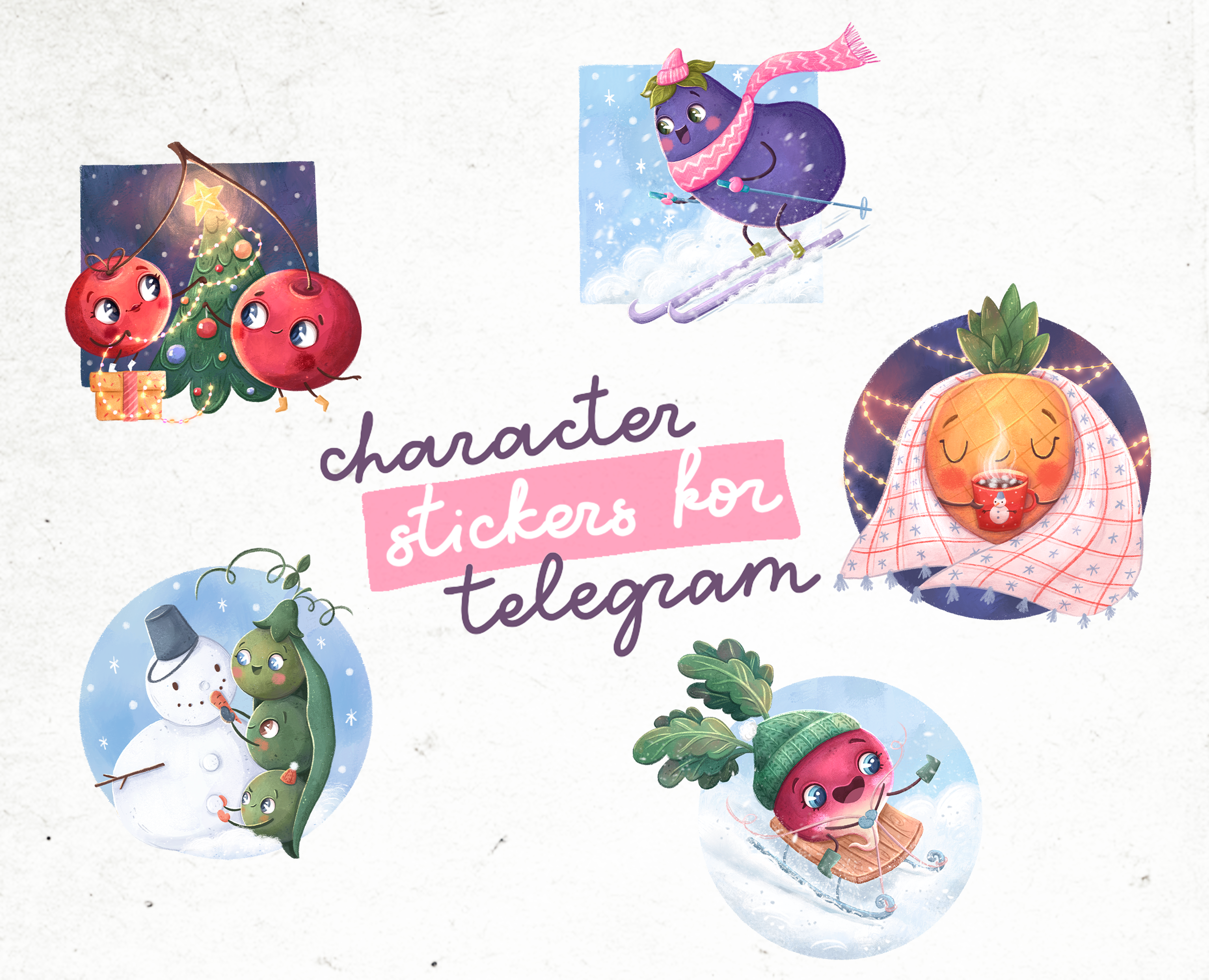 Character stickers for Telegram — Интерфейсы, Иллюстрация на Dprofile