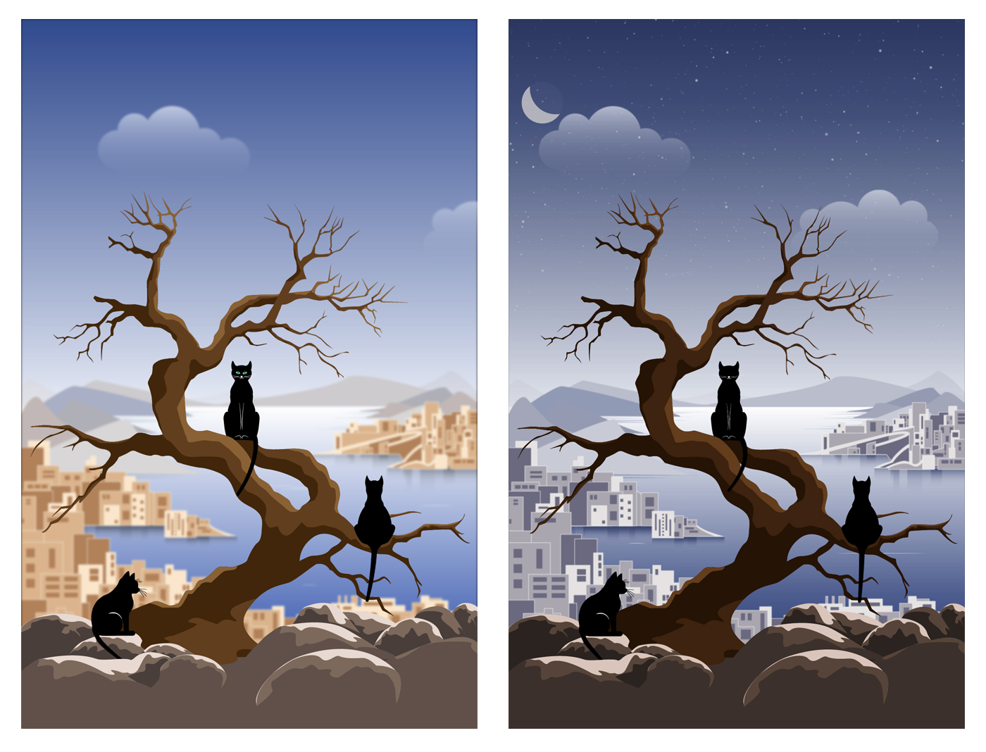 Animated video Cats on the tree — Изображение №3 — Иллюстрация, Анимация на Dprofile