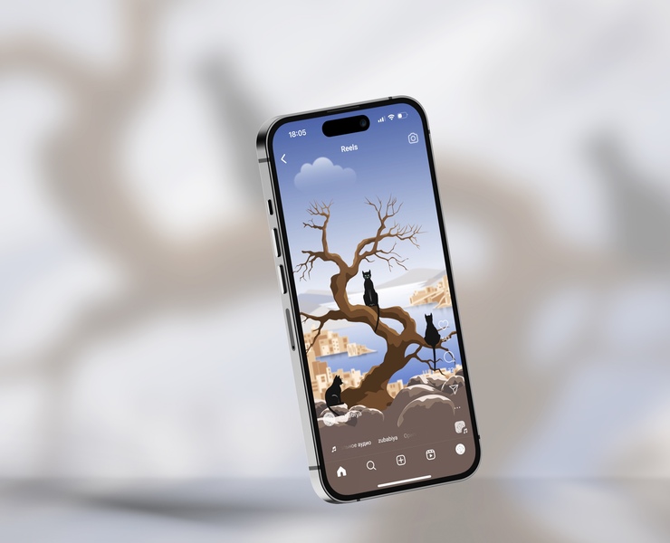 Animated video Cats on the tree — Иллюстрация, Анимация на Dprofile