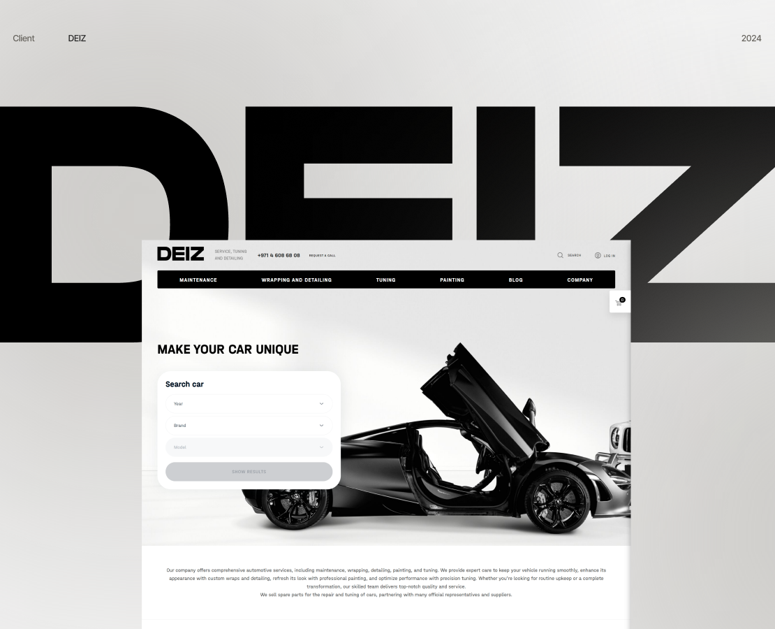 DEIZ car rental service, 2025: UIUX, content — Интерфейсы на Dprofile