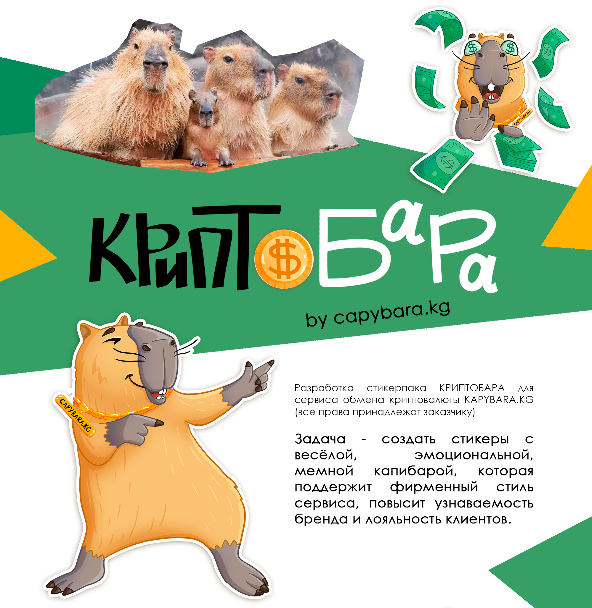 Криптобара - стикеры с мемной капибарой для телеграм — Изображение №1 — Брендинг, Иллюстрация на Dprofile