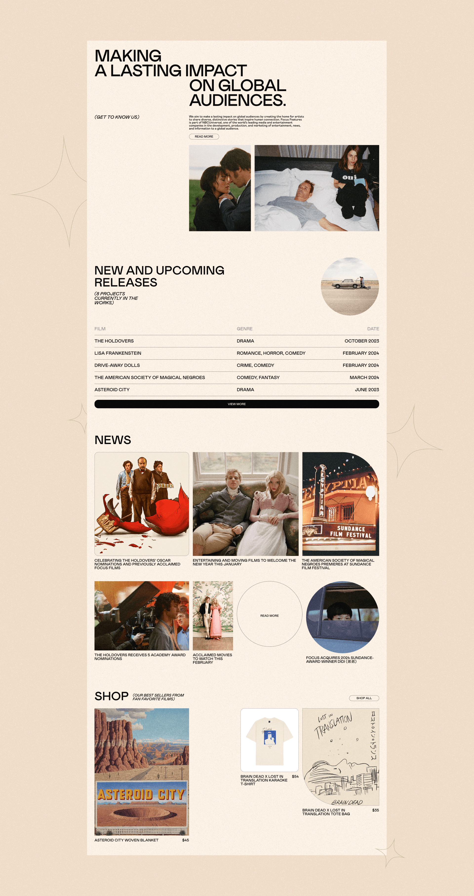 FOCUS FEATURES ✦ Корпоративный сайт — Изображение №2 — Интерфейсы на Dprofile