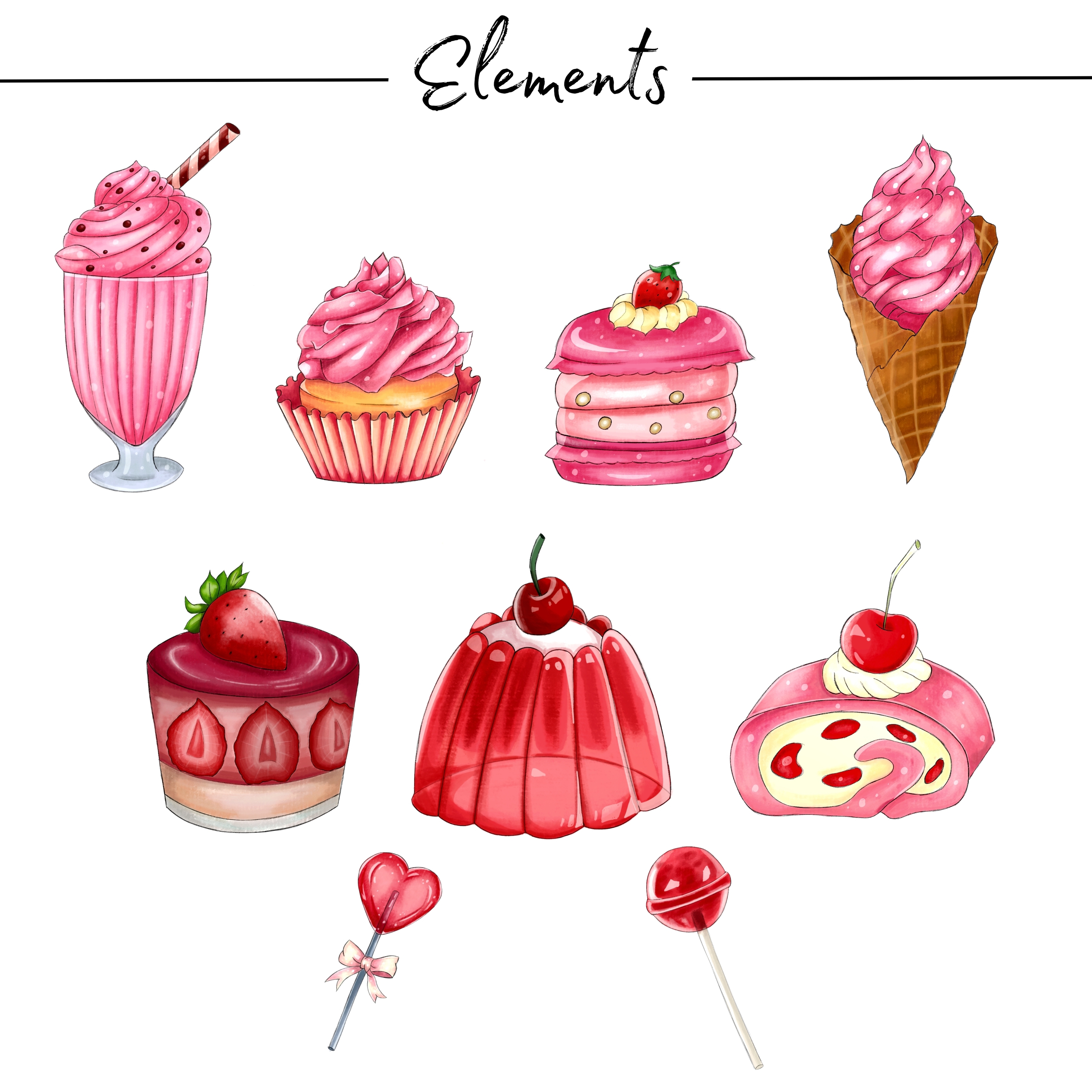 Клипарт Розовые сладости — Изображение №2 — Иллюстрация, Графика на Dprofile