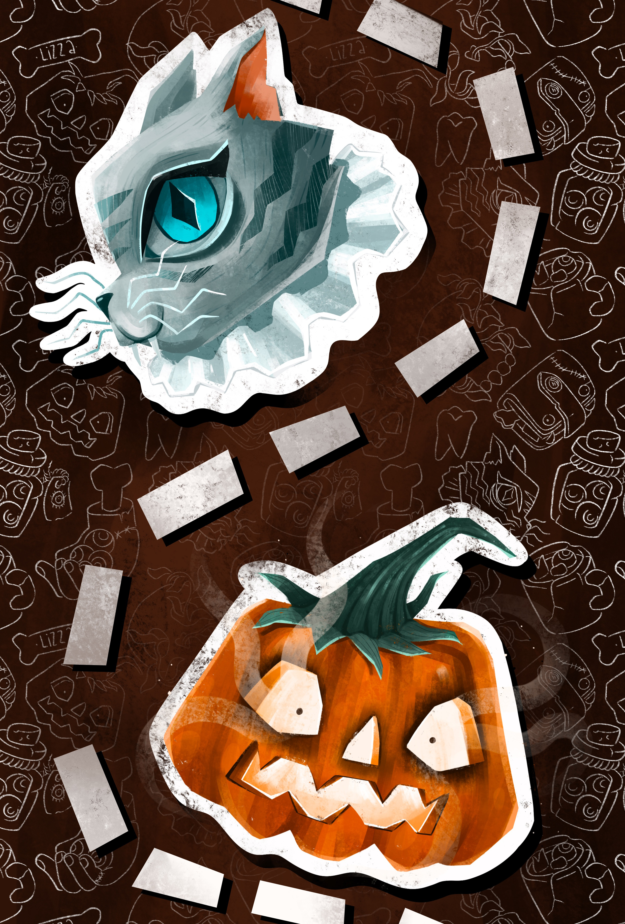 “Creepy. Stickers and pattern “ commercial project — Изображение №5 — Брендинг, Иллюстрация на Dprofile