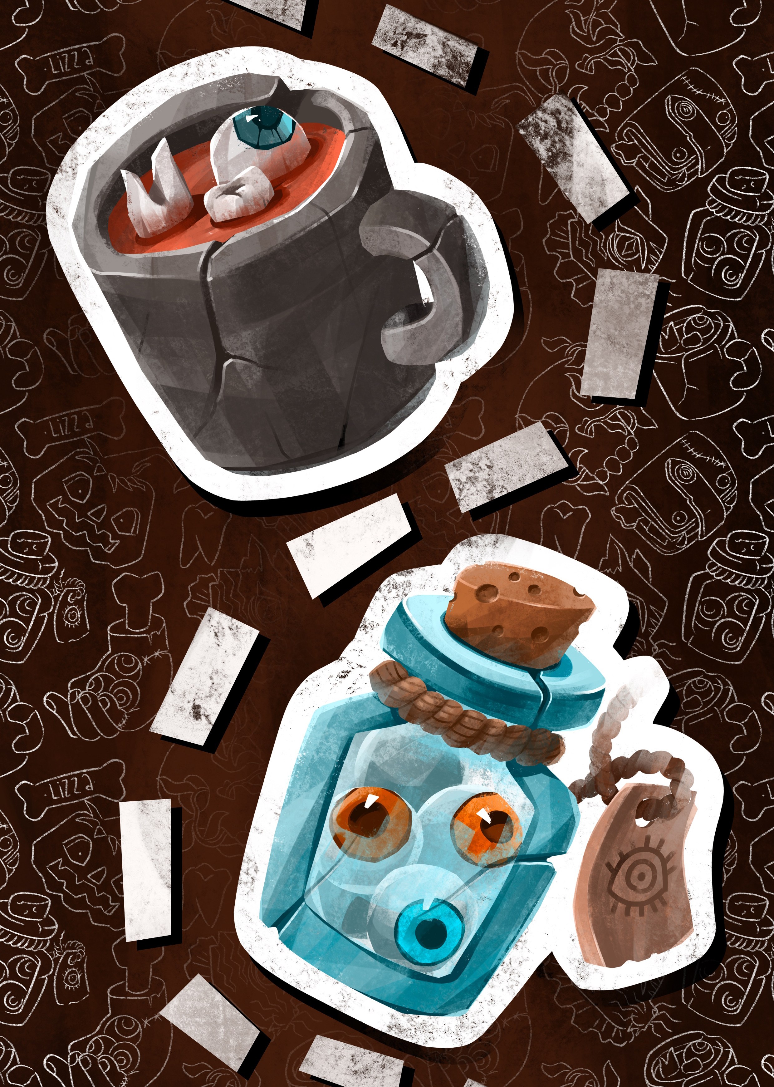 “Creepy. Stickers and pattern “ commercial project — Изображение №4 — Брендинг, Иллюстрация на Dprofile