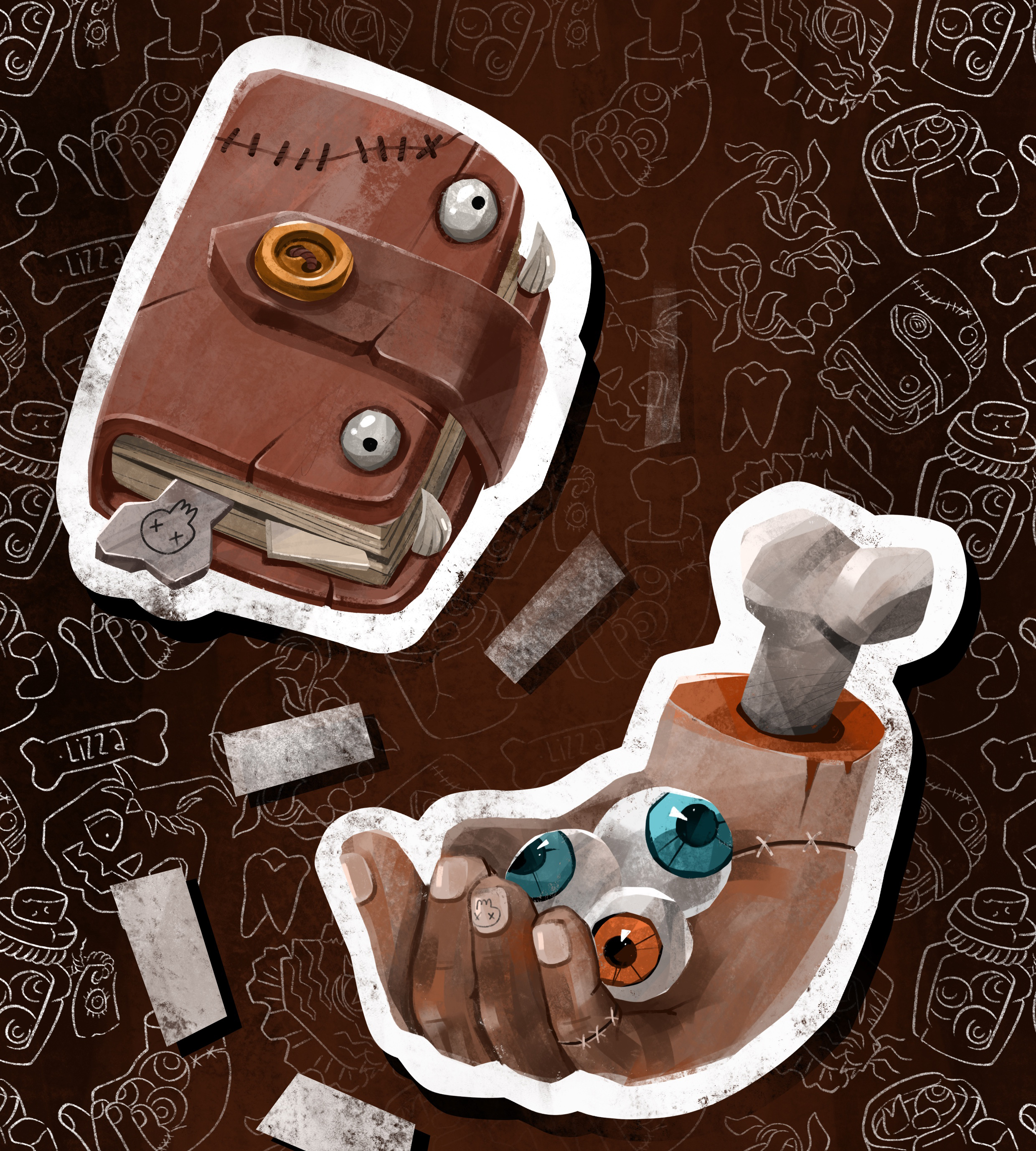 “Creepy. Stickers and pattern “ commercial project — Изображение №3 — Брендинг, Иллюстрация на Dprofile