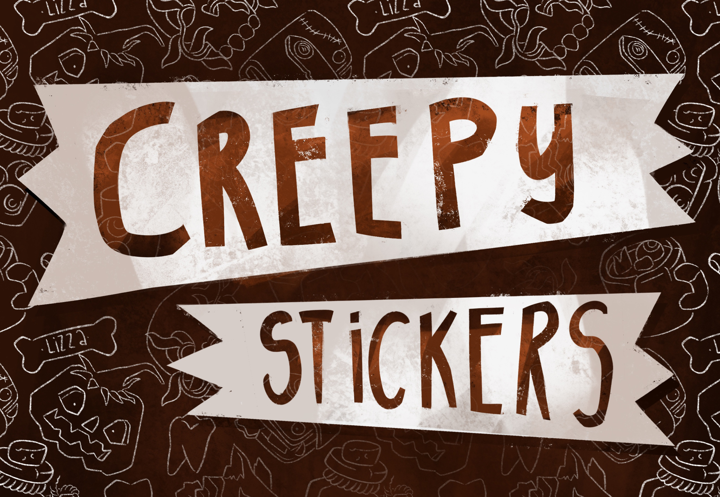 “Creepy. Stickers and pattern “ commercial project — Изображение №2 — Брендинг, Иллюстрация на Dprofile