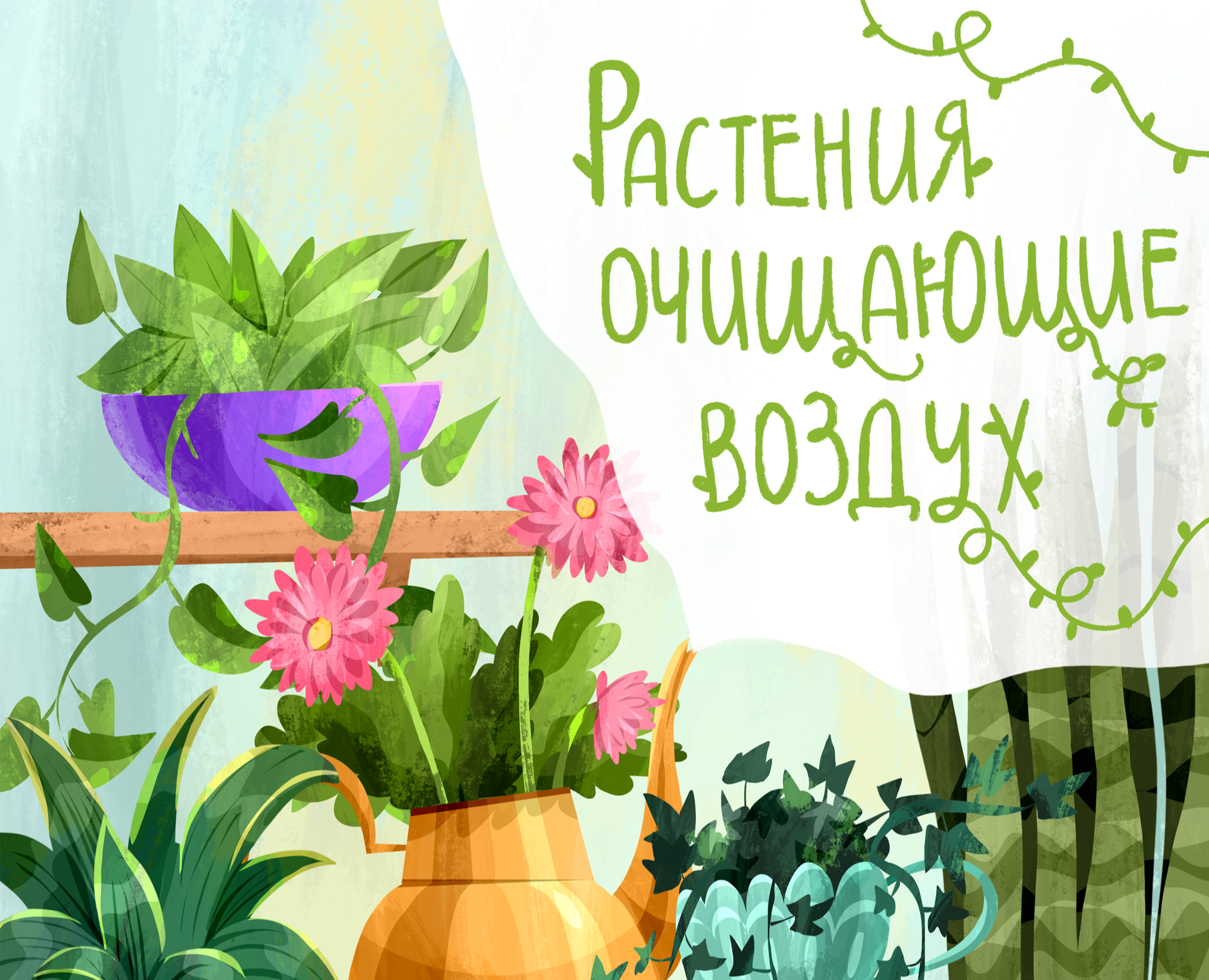 Проект посвященный полезным домашним растениям. — Брендинг, Иллюстрация на Dprofile