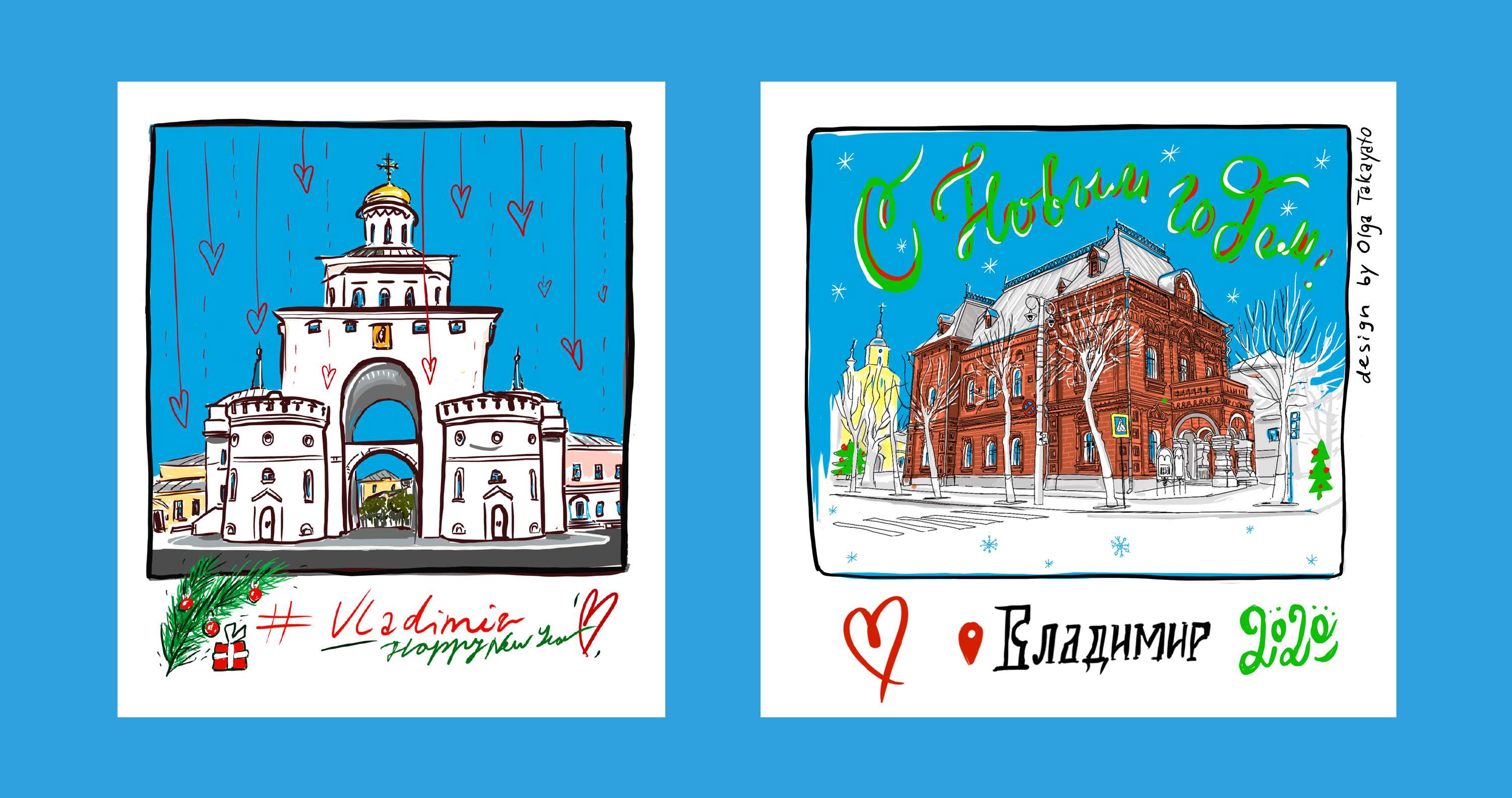 Новогодние сувенирные магниты с видами города Владимира — Изображение №2 — Иллюстрация, Графика на Dprofile