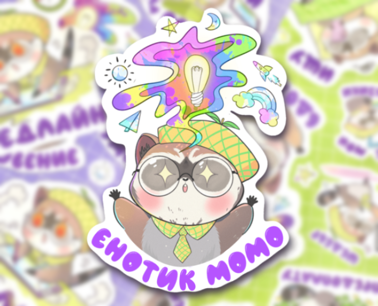 Стикерпак художника "Енотик Момо" — Иллюстрация, Графика на Dprofile