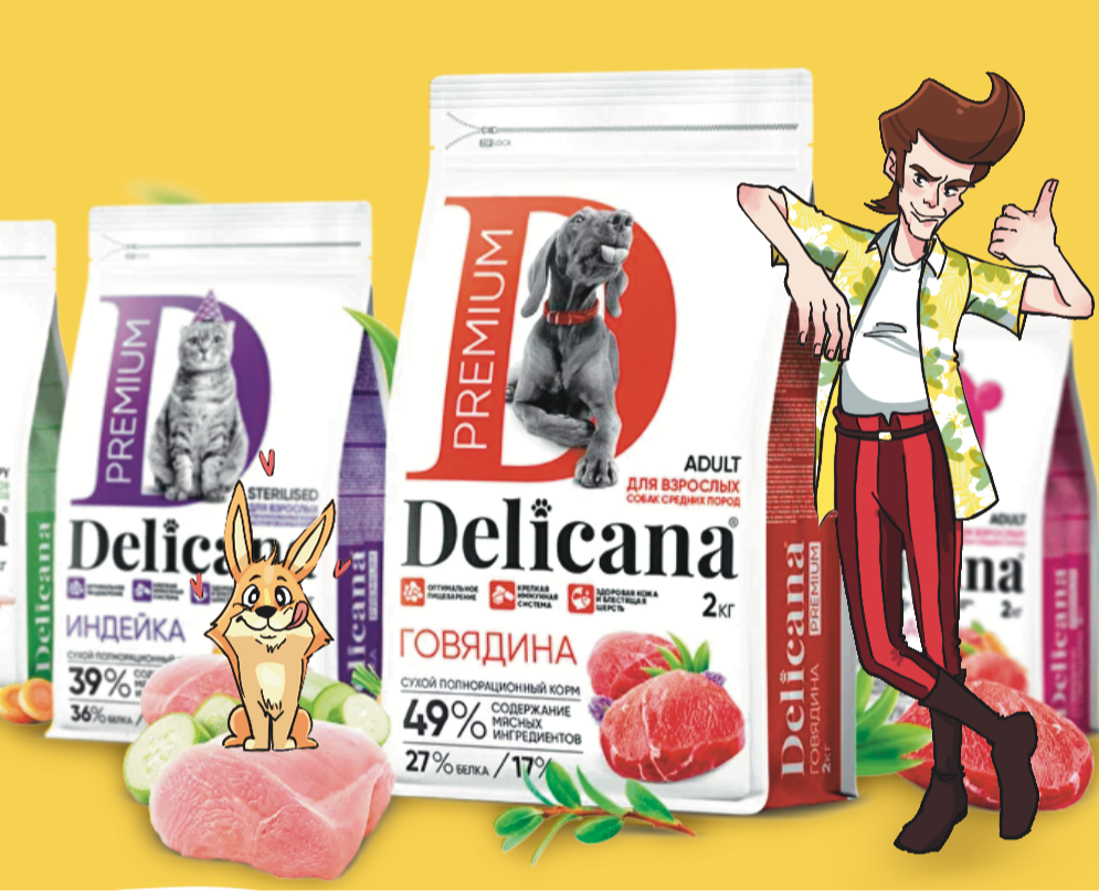 Персонаж для рекламы корма от "Delicana" — Иллюстрация, Маркетинг на Dprofile