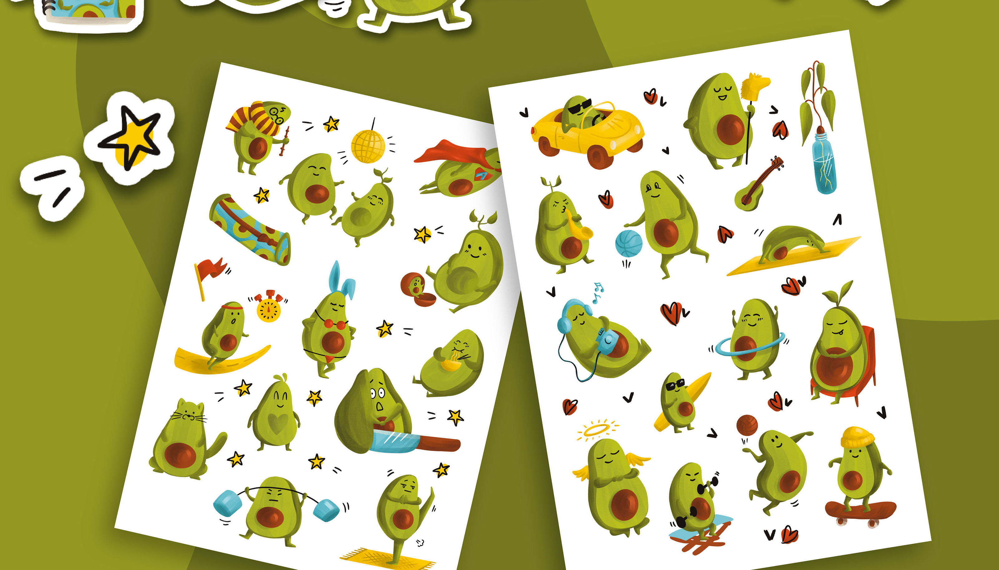 Набор стикерпаков "Авокадо" — Изображение №2 — Иллюстрация, Графика на Dprofile