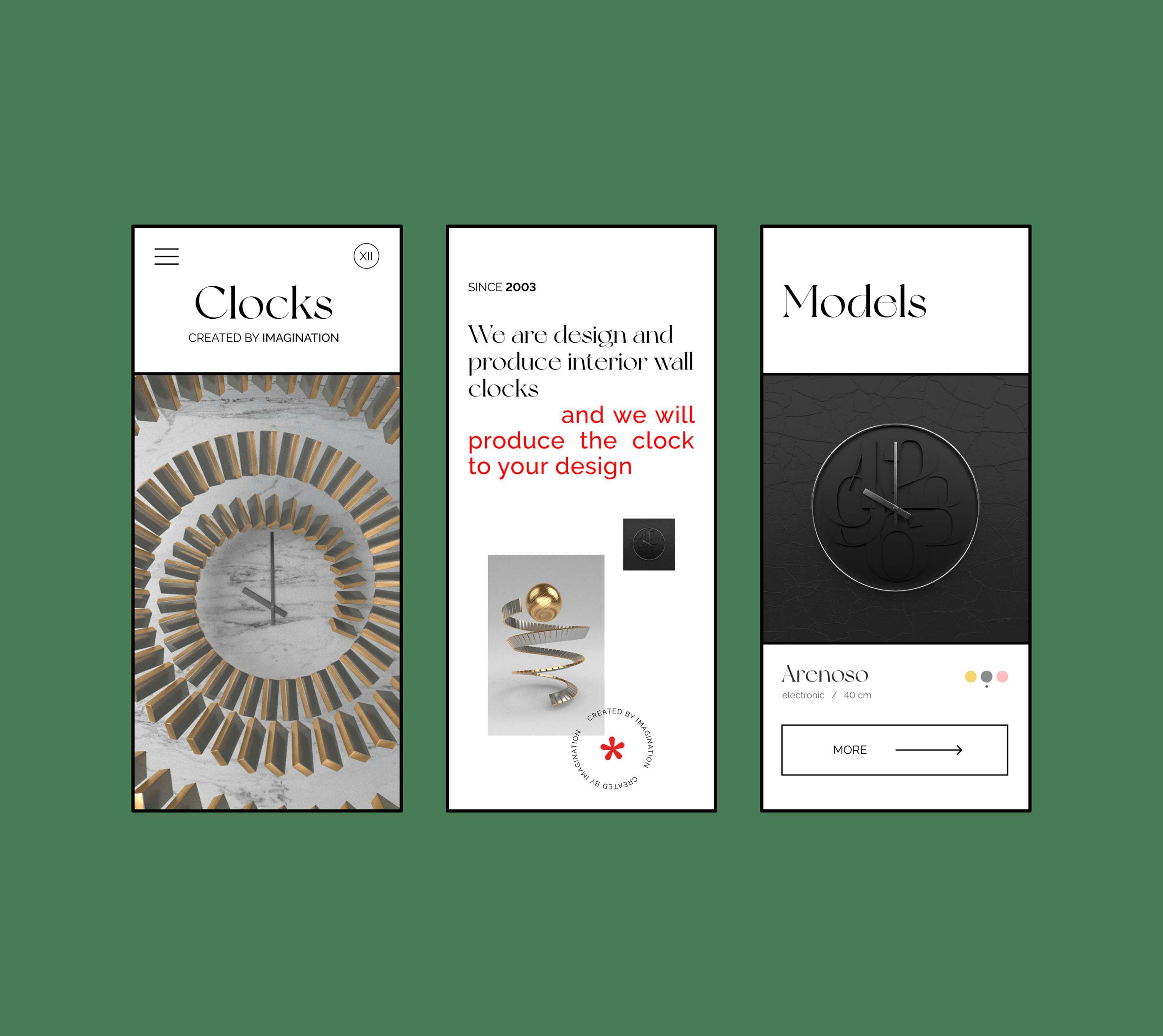 Website "Twelve" production of wall clocks — Изображение №6 — Интерфейсы, 3D на Dprofile