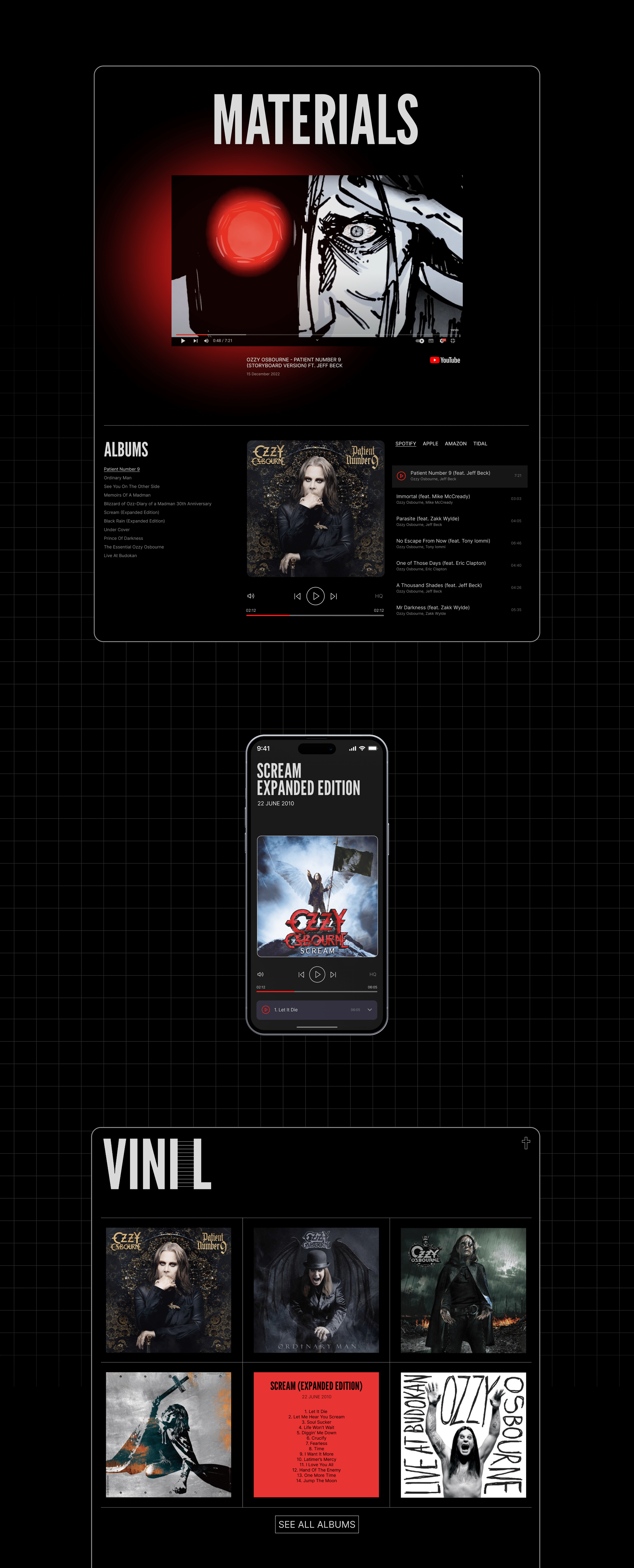 Ozzy Osbourne Website redesign (concept) — Изображение №4 — Интерфейсы, Анимация на Dprofile