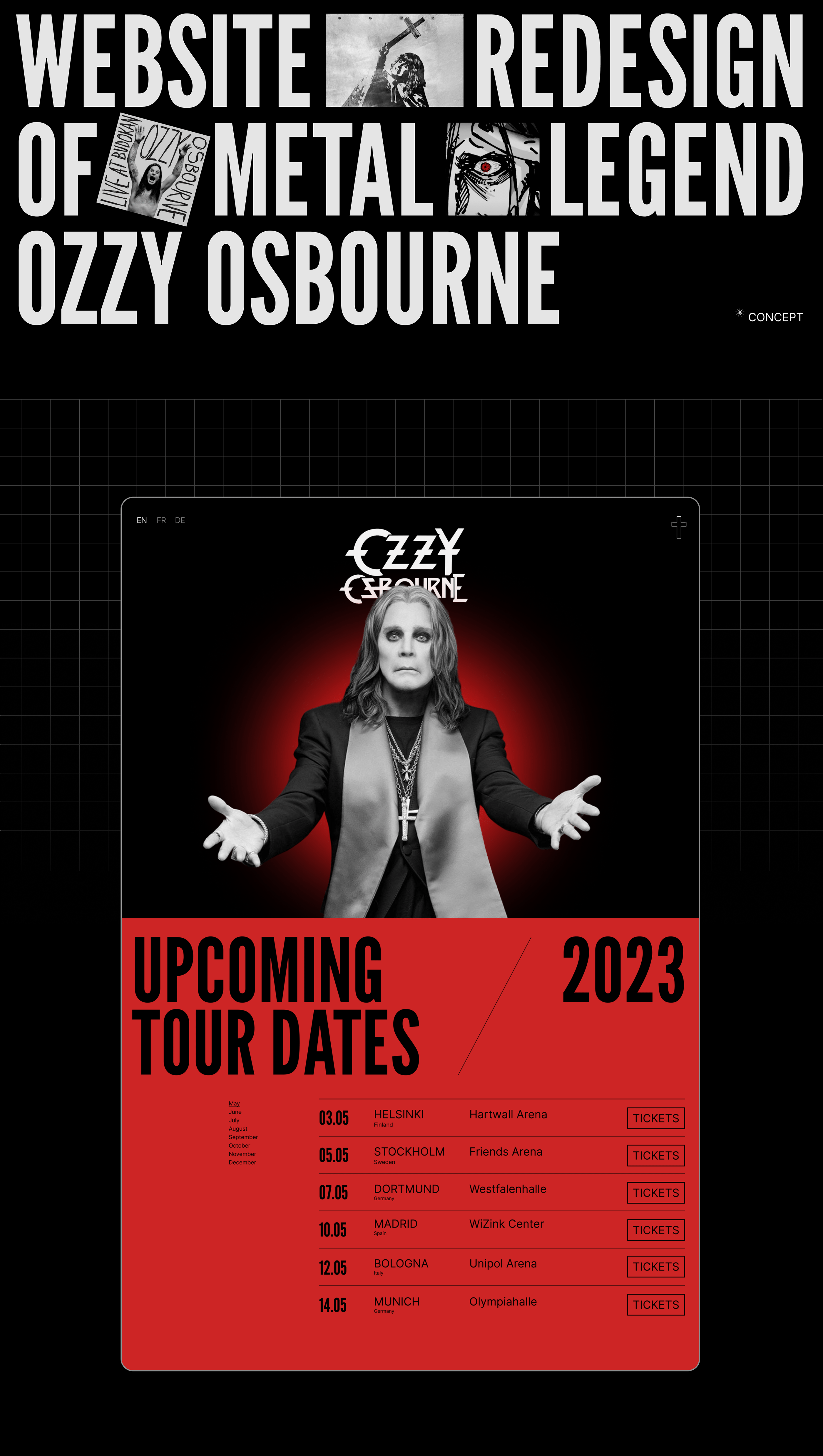 Ozzy Osbourne Website redesign (concept) — Изображение №1 — Интерфейсы, Анимация на Dprofile