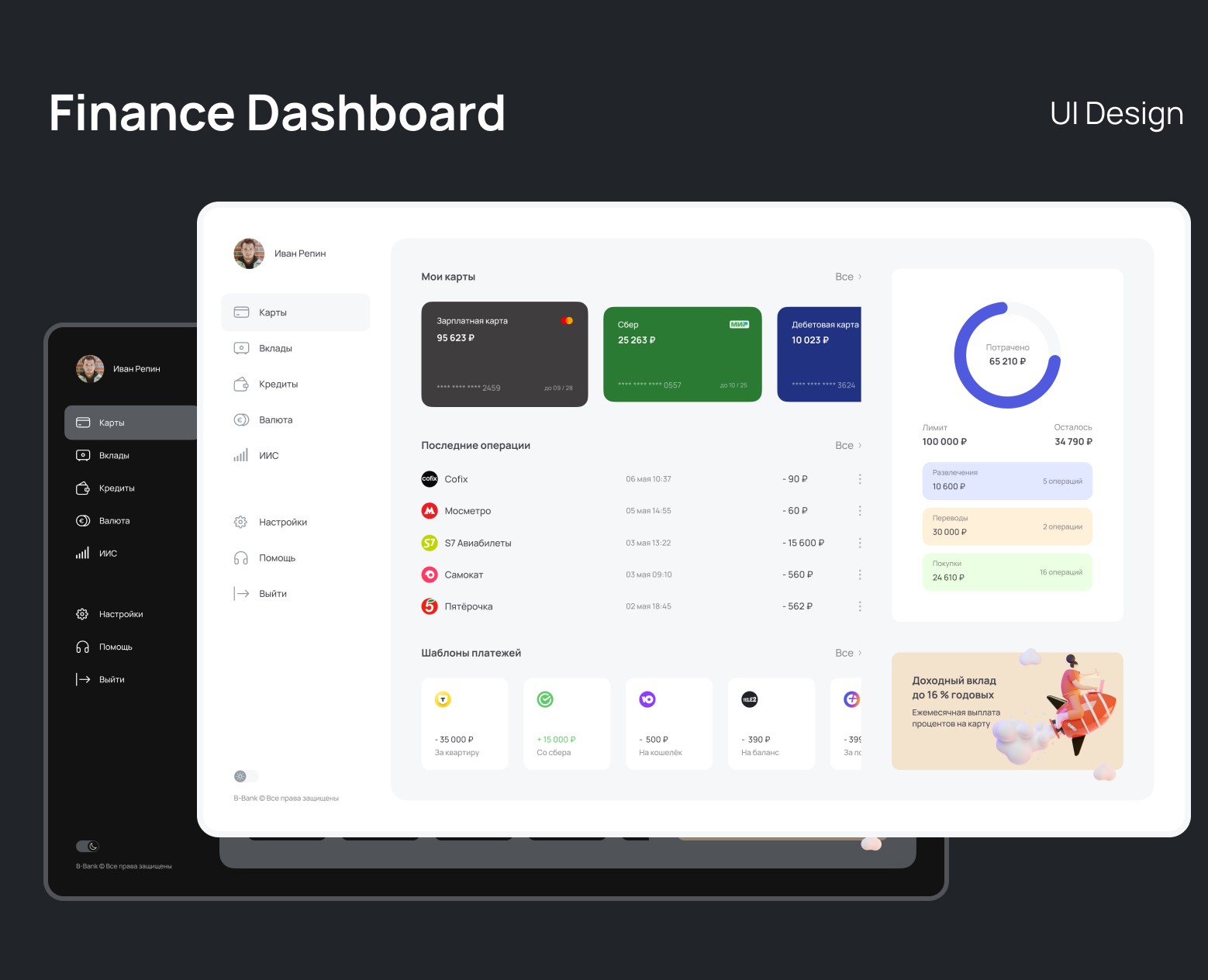Finance Dashboard B-Bank — Интерфейсы на Dprofile