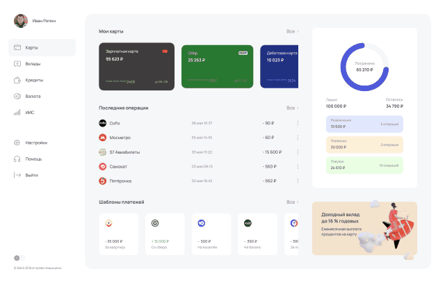 Finance Dashboard B-Bank — Изображение №2 — Интерфейсы на Dprofile
