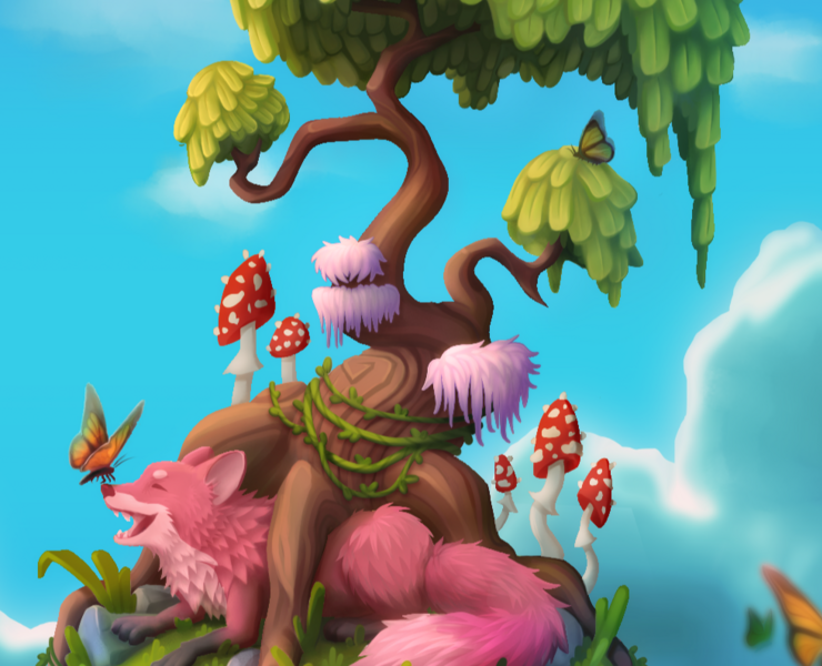 Лис на острове — Иллюстрация, 3D на Dprofile
