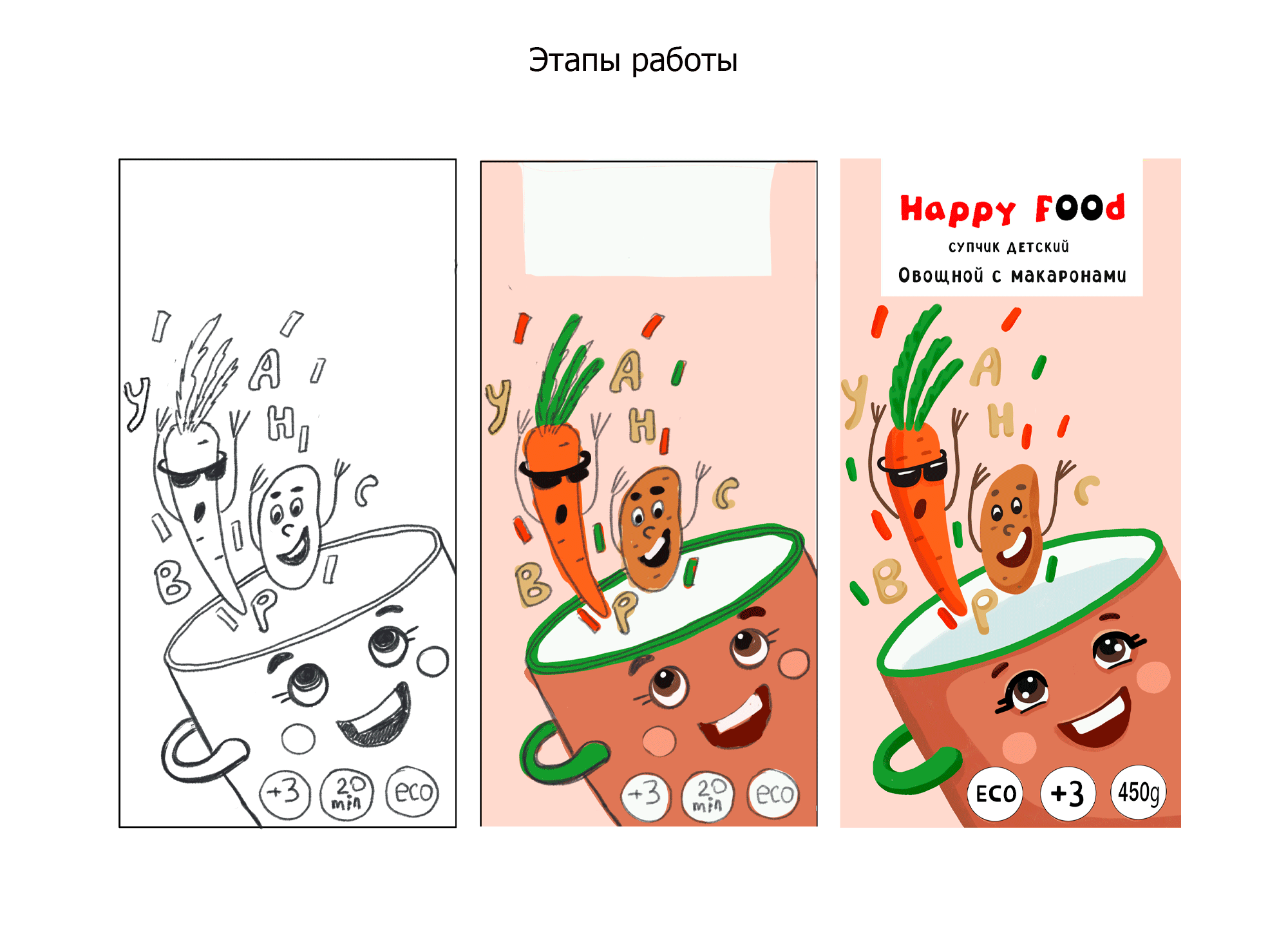 Упаковка супчиков для детей "Happy Food" — Изображение №5 — Брендинг, Иллюстрация на Dprofile