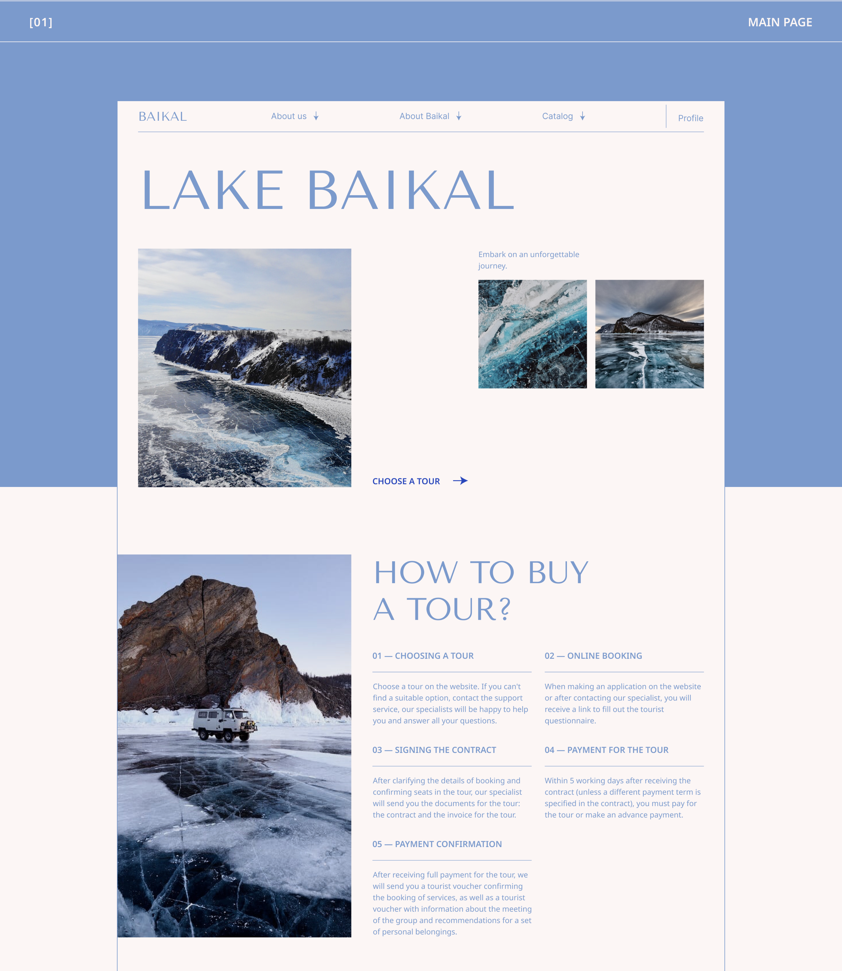 BAIKAL — Tour agency | WEBSITE REDESIGN CONCEPT — Изображение №3 — Интерфейсы, Брендинг на Dprofile