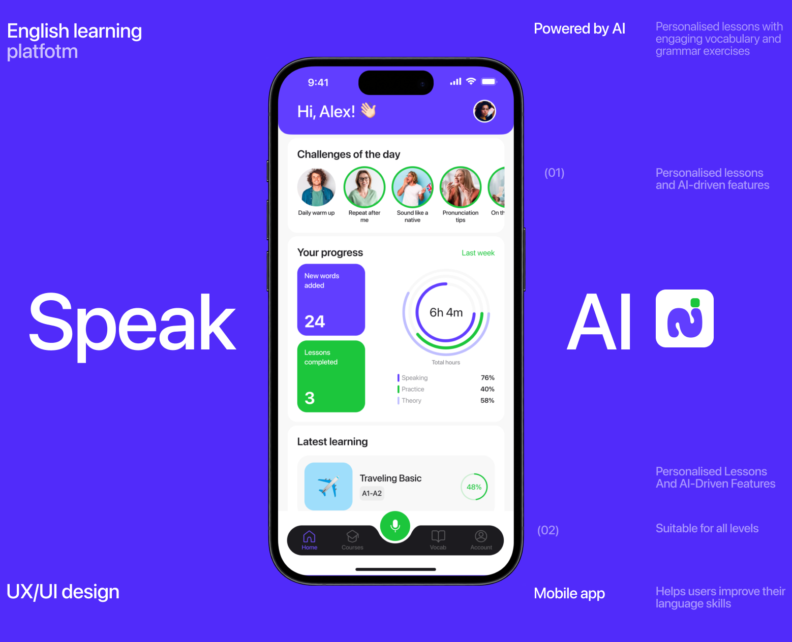 Speak AI | Mobile App — Интерфейсы на Dprofile