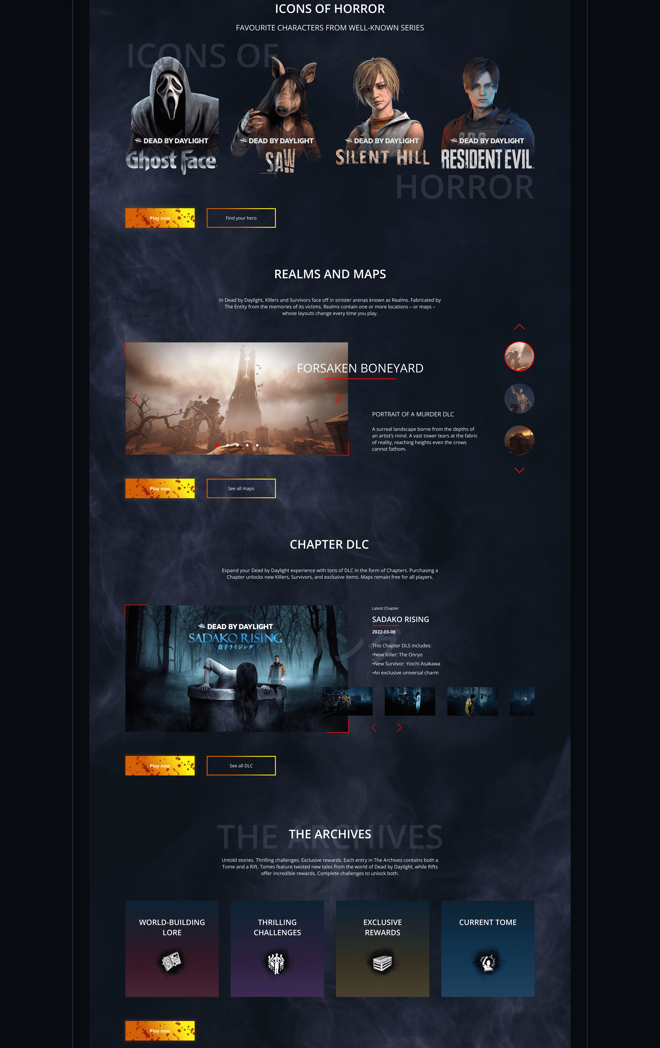 Dead by Daylight Landing Page Concept — Изображение №5 — Интерфейсы на Dprofile