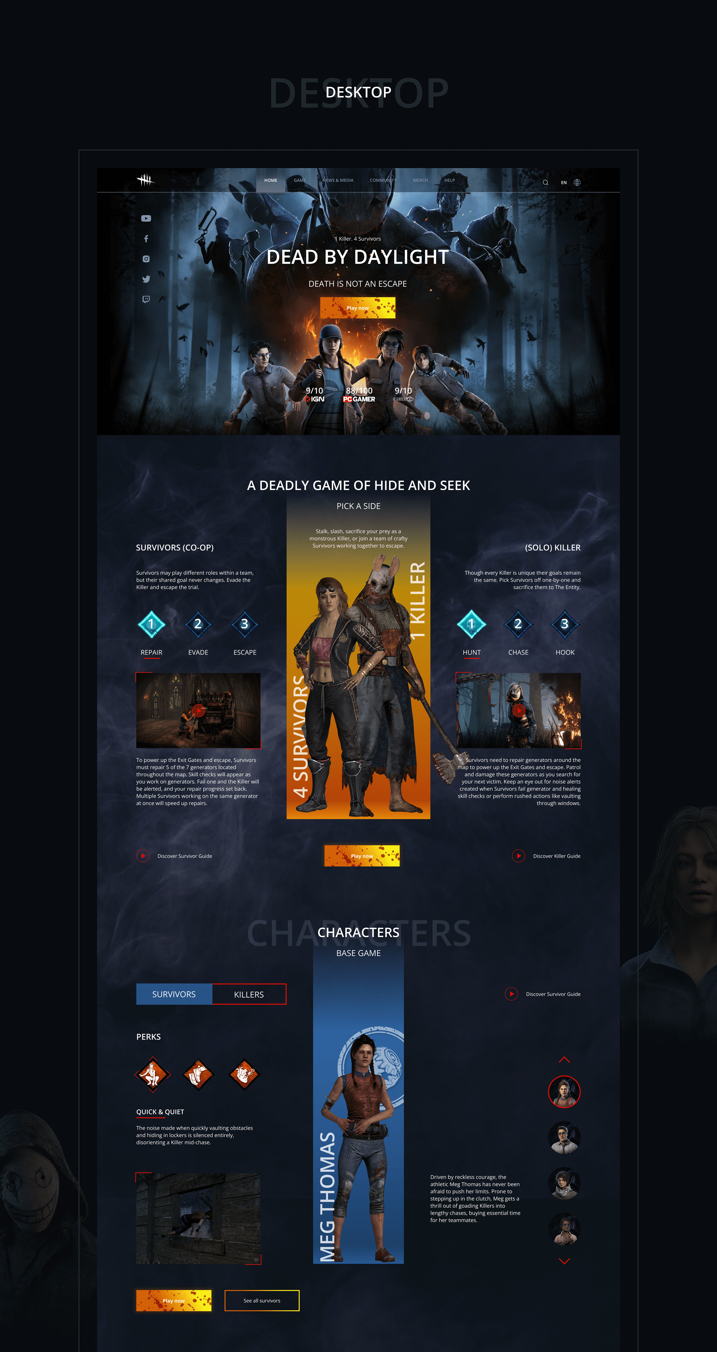 Dead by Daylight Landing Page Concept — Изображение №4 — Интерфейсы на Dprofile
