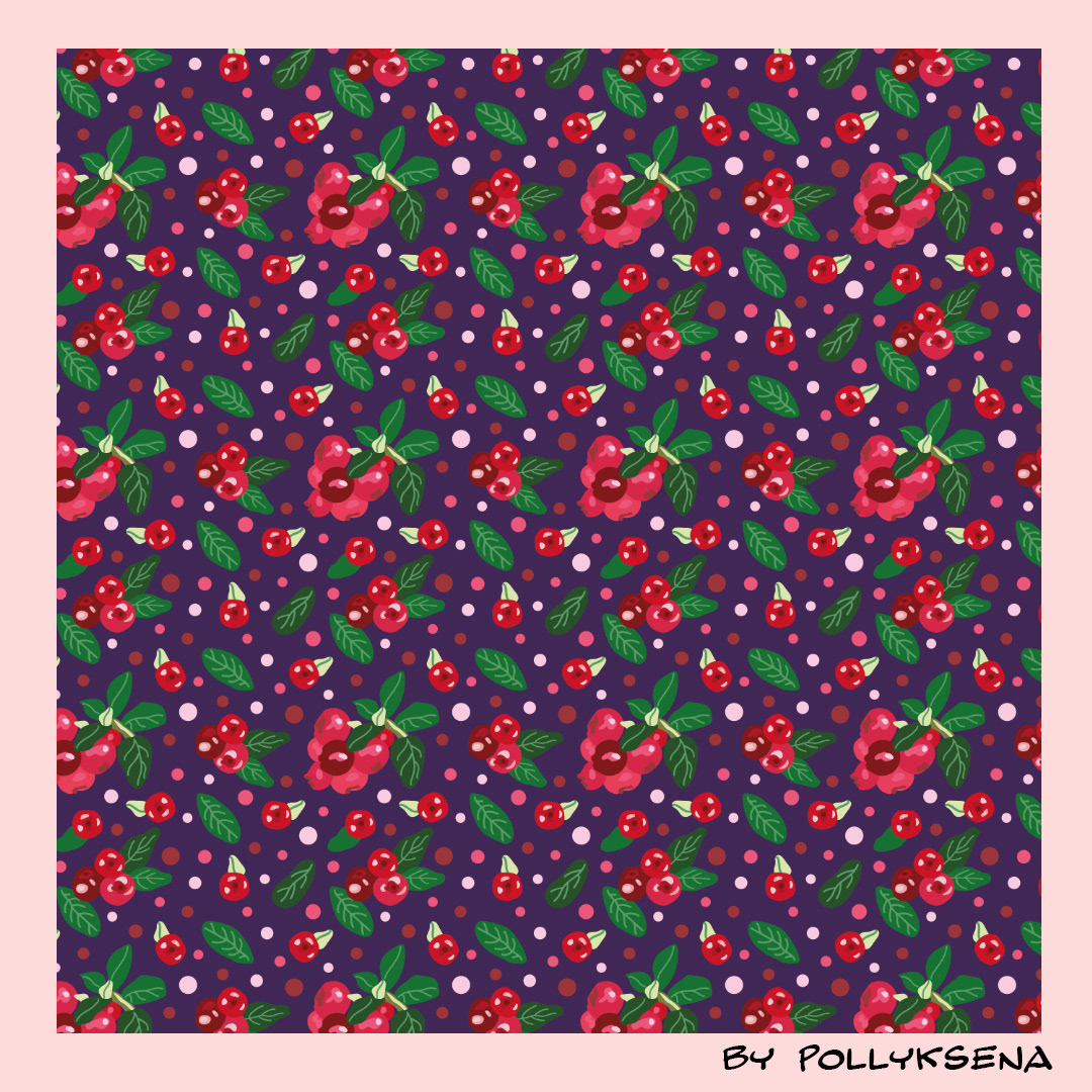 Паттерны ягоды брусники | Cowberry patterns — Изображение №2 — Иллюстрация, Графика на Dprofile