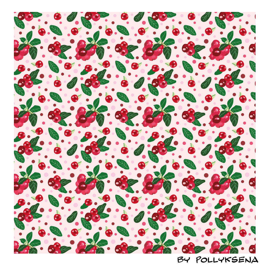 Паттерны ягоды брусники | Cowberry patterns — Изображение №5 — Иллюстрация, Графика на Dprofile