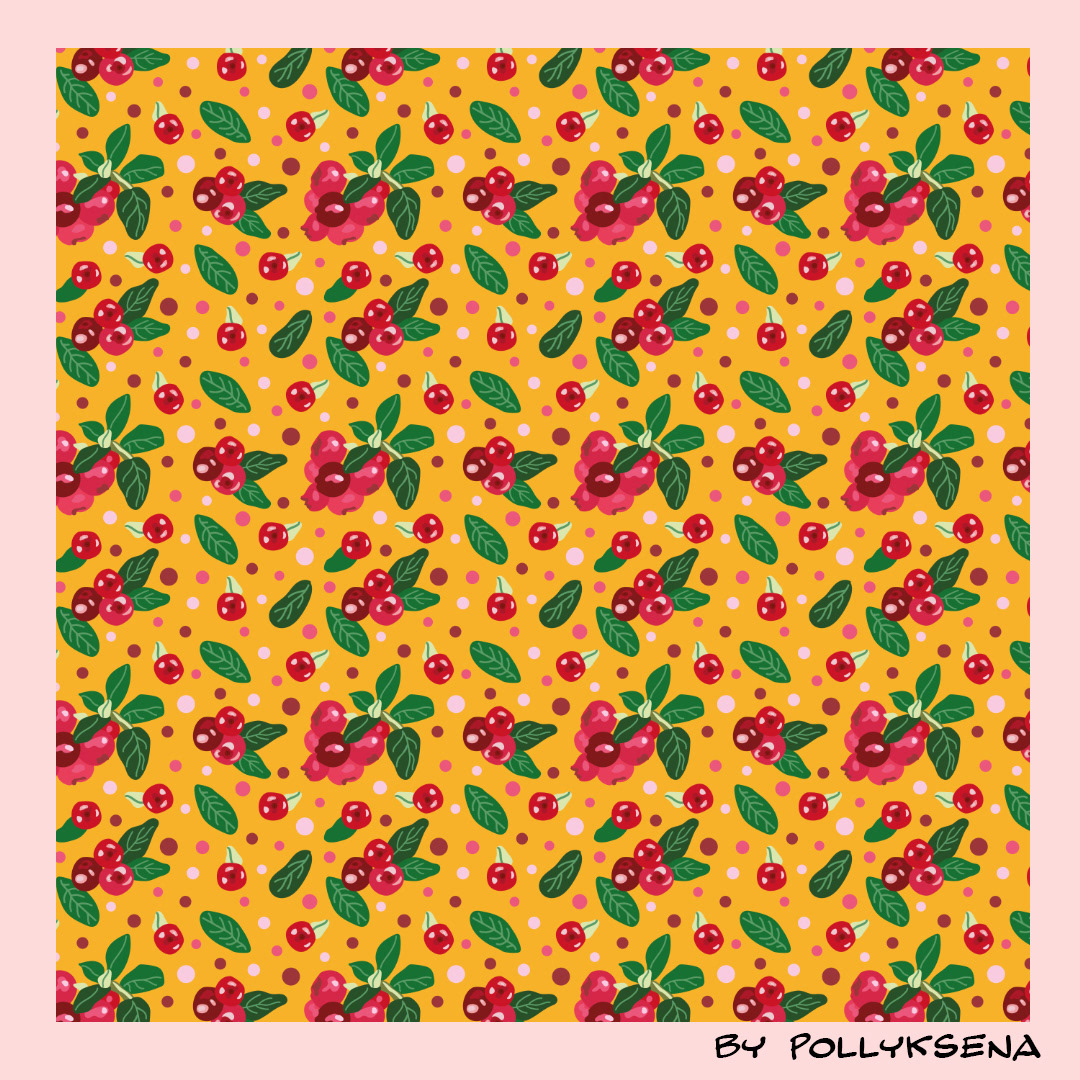 Паттерны ягоды брусники | Cowberry patterns — Изображение №3 — Иллюстрация, Графика на Dprofile