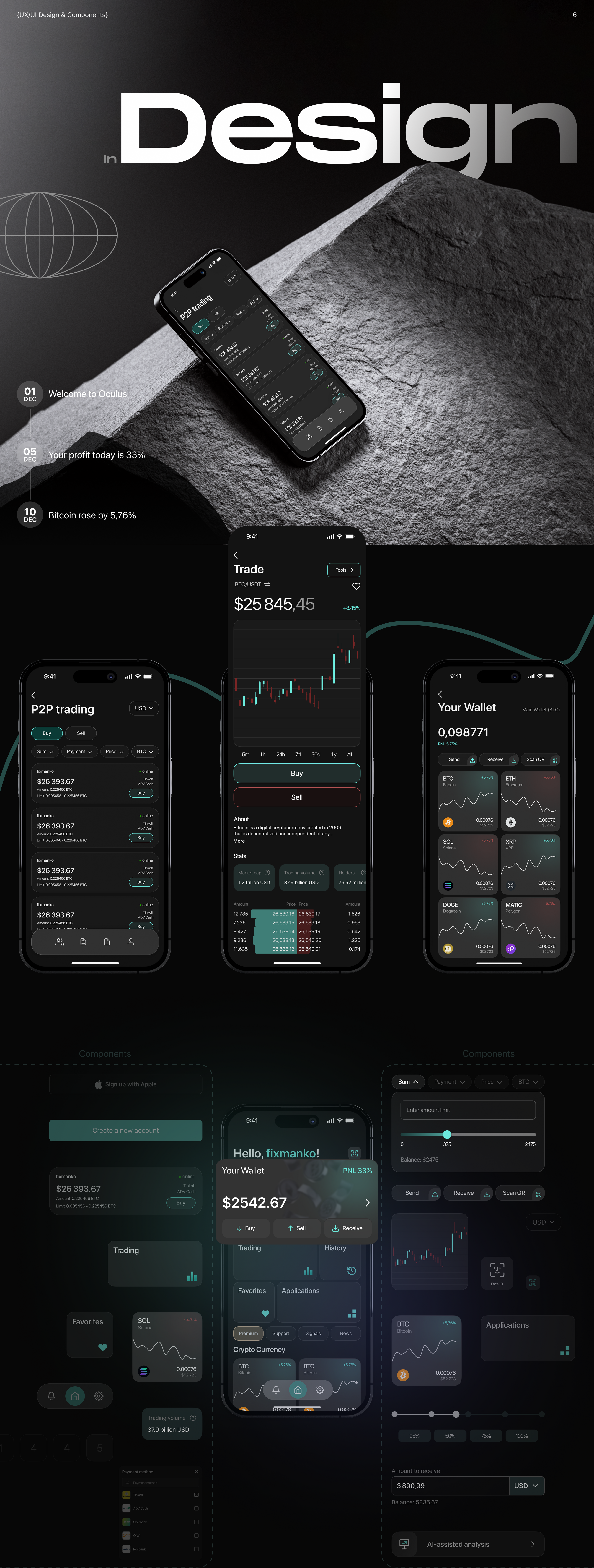 [Oculus] - Cryptocurrency Exchange App — Изображение №7 — Интерфейсы, Графика на Dprofile