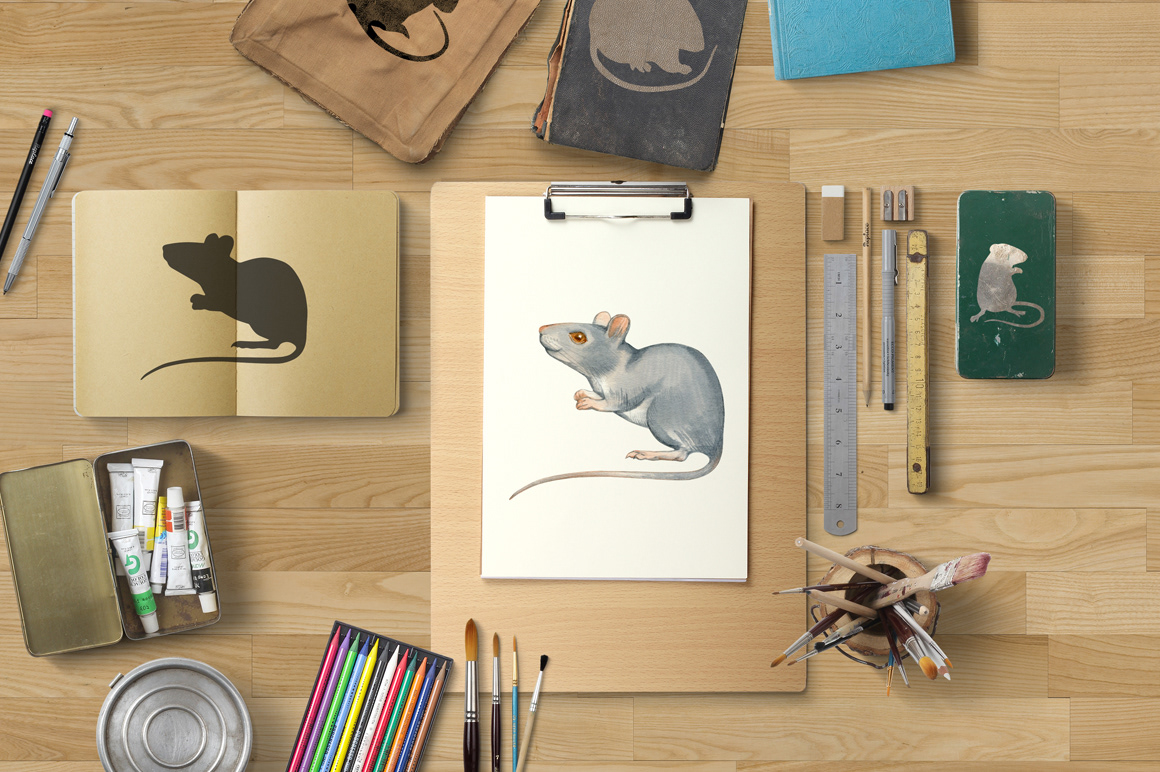 Sihouettes and watercolor images of mouses — Изображение №6 — Графика на Dprofile