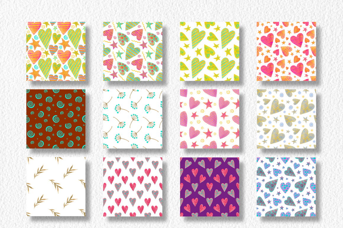 Harts and stars watercolor set — Изображение №2 — Иллюстрация, Графика на Dprofile