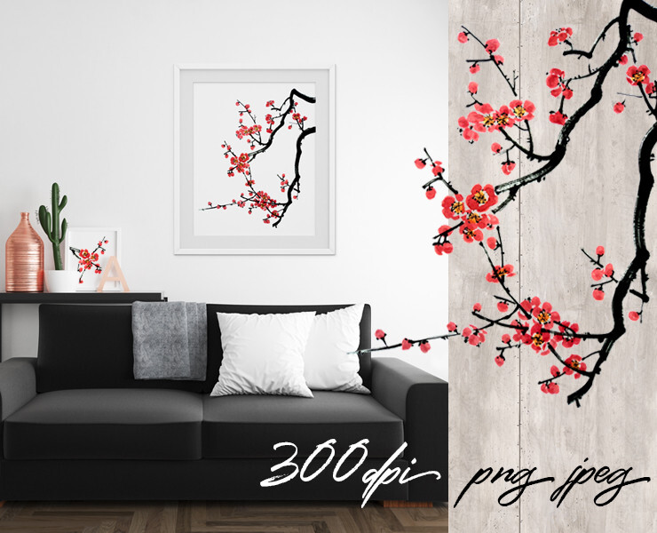 Chinese painting of plum mei — Иллюстрация, Графика на Dprofile