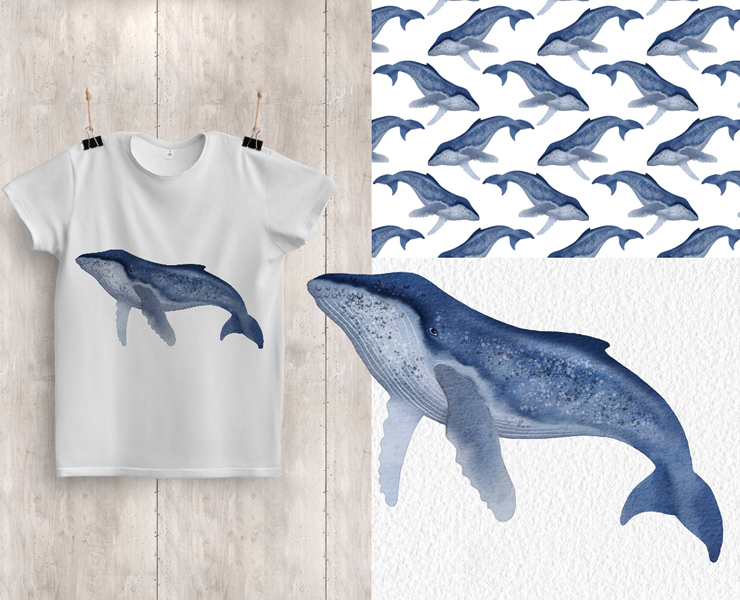 Цифровая графика, горбатый кит — Изображение №1 — Иллюстрация, Графика на Dprofile