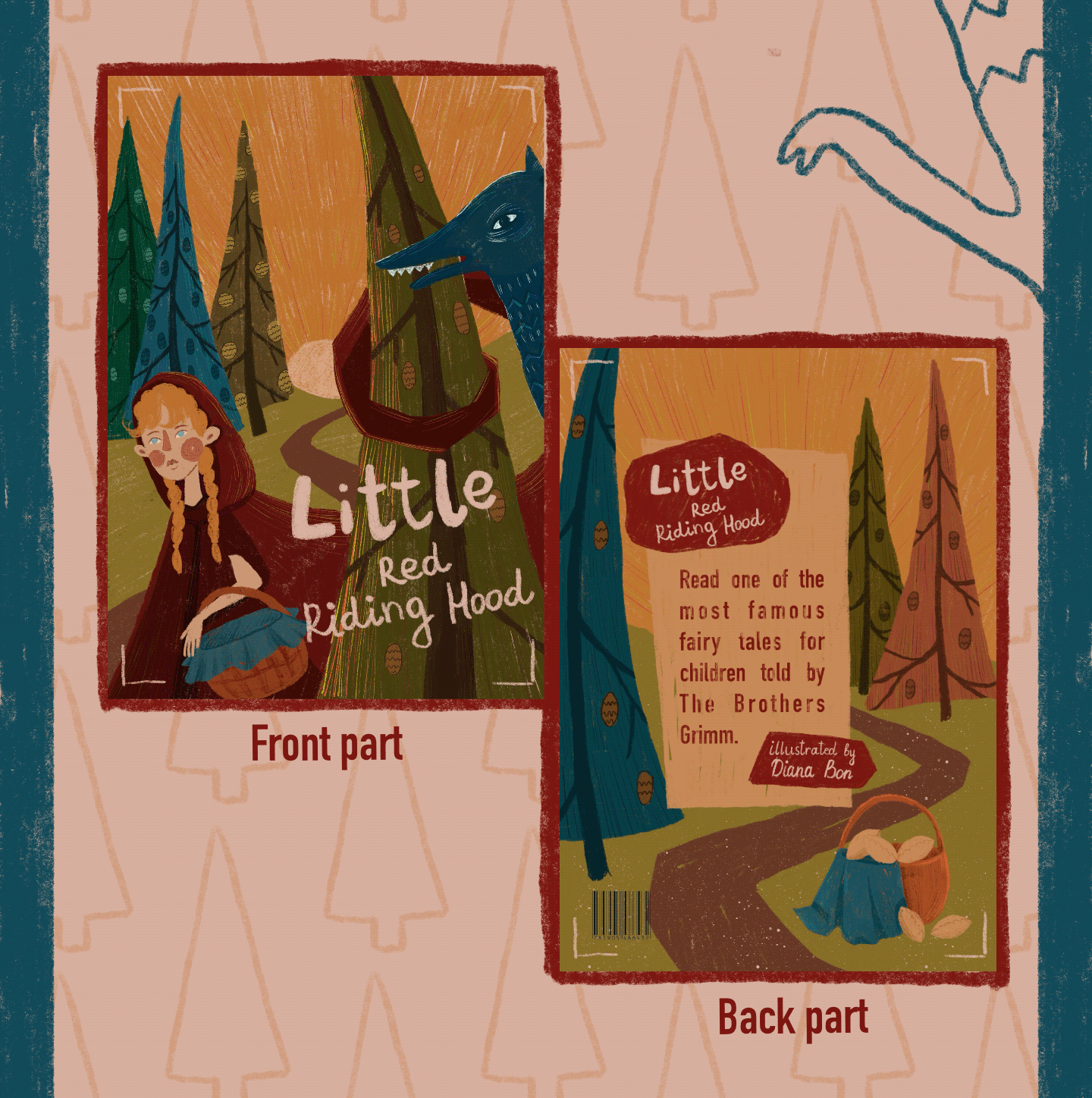 Обложка детской книги "Красная шапочка" — Изображение №5 — Иллюстрация на Dprofile