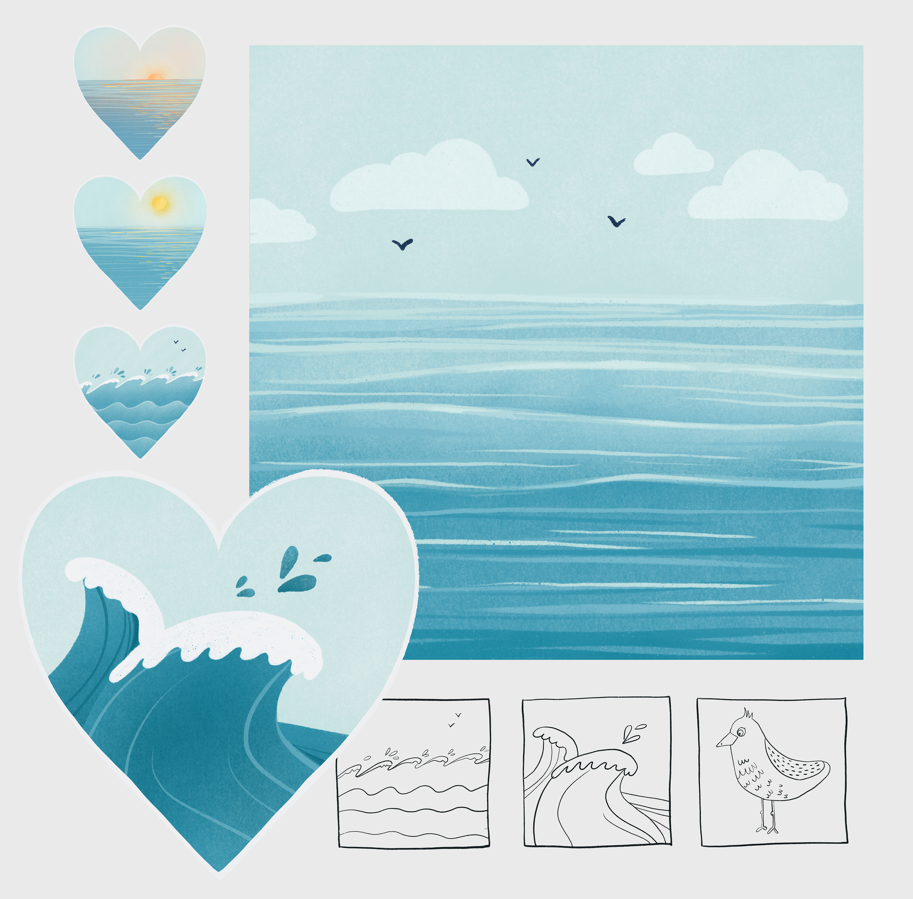 My sea heart. Стикеры, постеры, открытки. — Изображение №5 — Иллюстрация, Графика на Dprofile