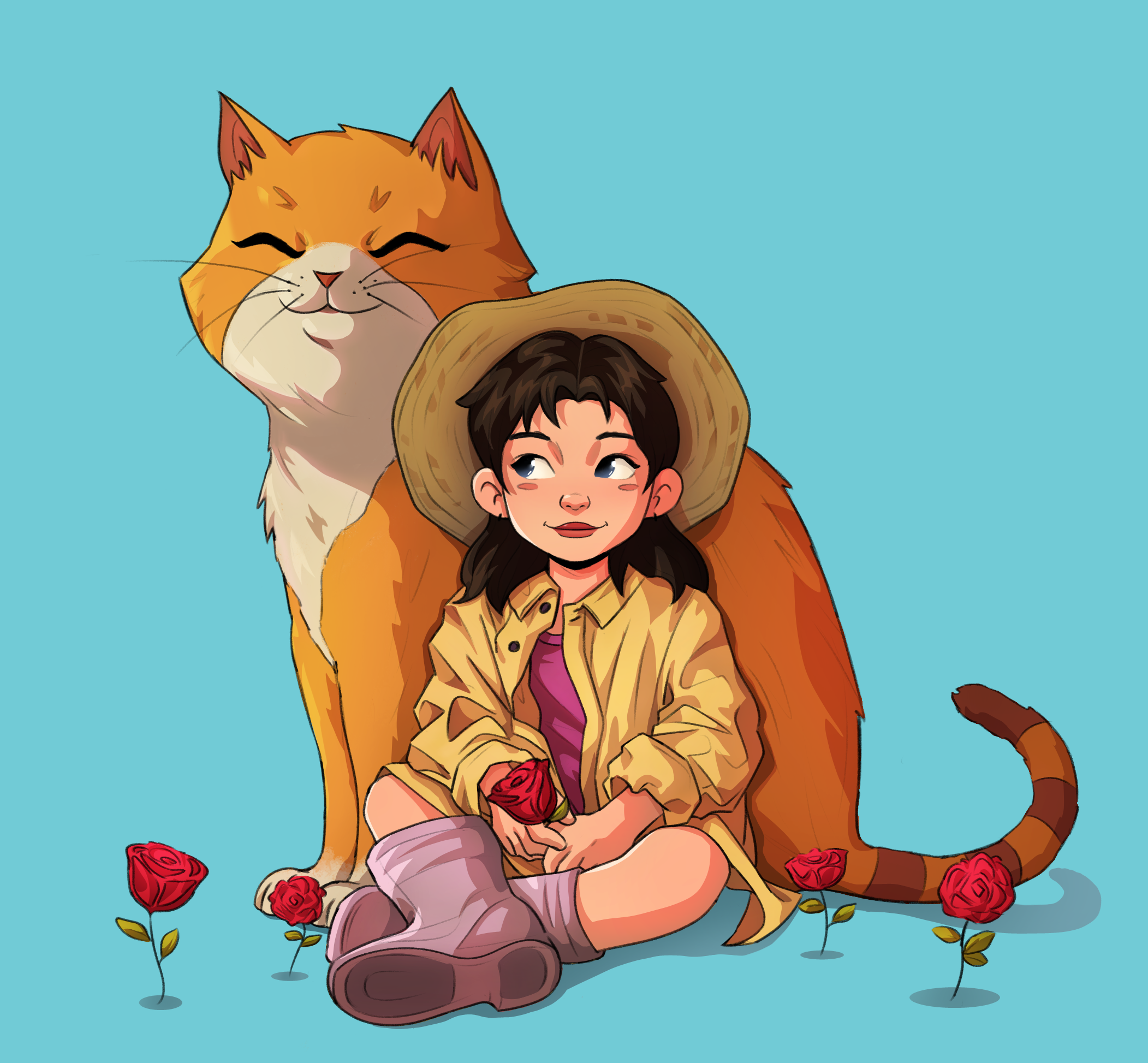 Девочка и кот — Изображение №1 — Иллюстрация на Dprofile