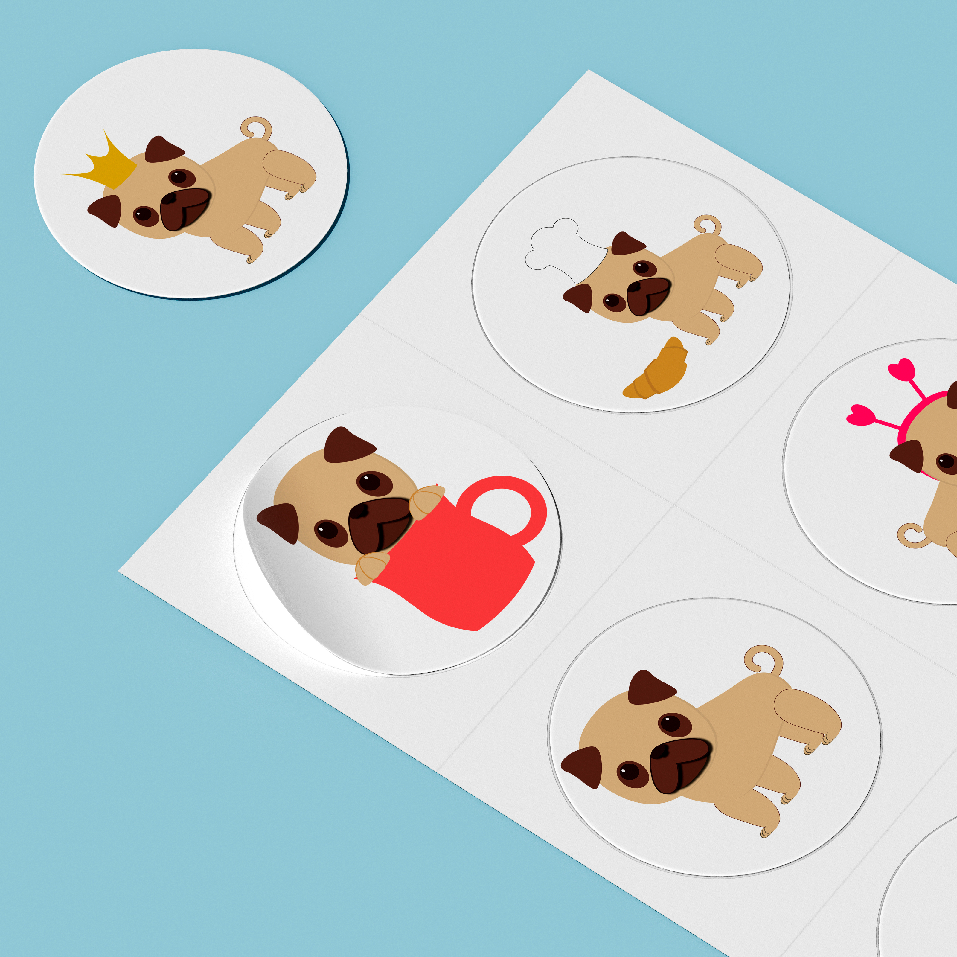 Pug Stickers — Изображение №2 — Иллюстрация, Графика на Dprofile