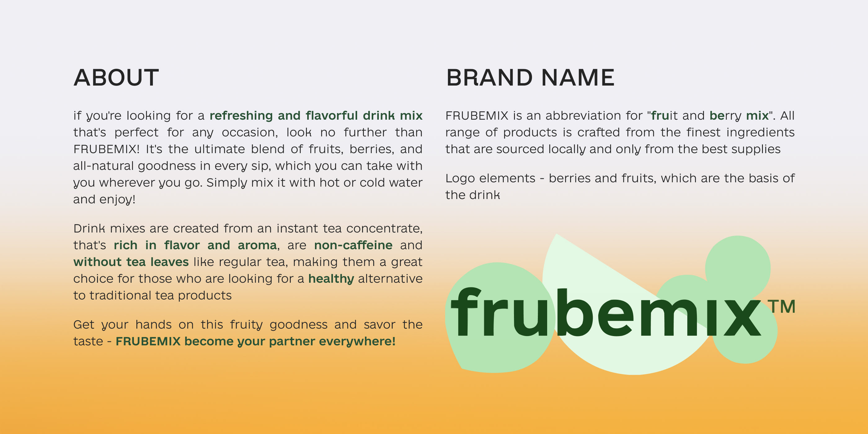 FRUBEMIX | Landing page — Изображение №2 — Брендинг, Анимация на Dprofile