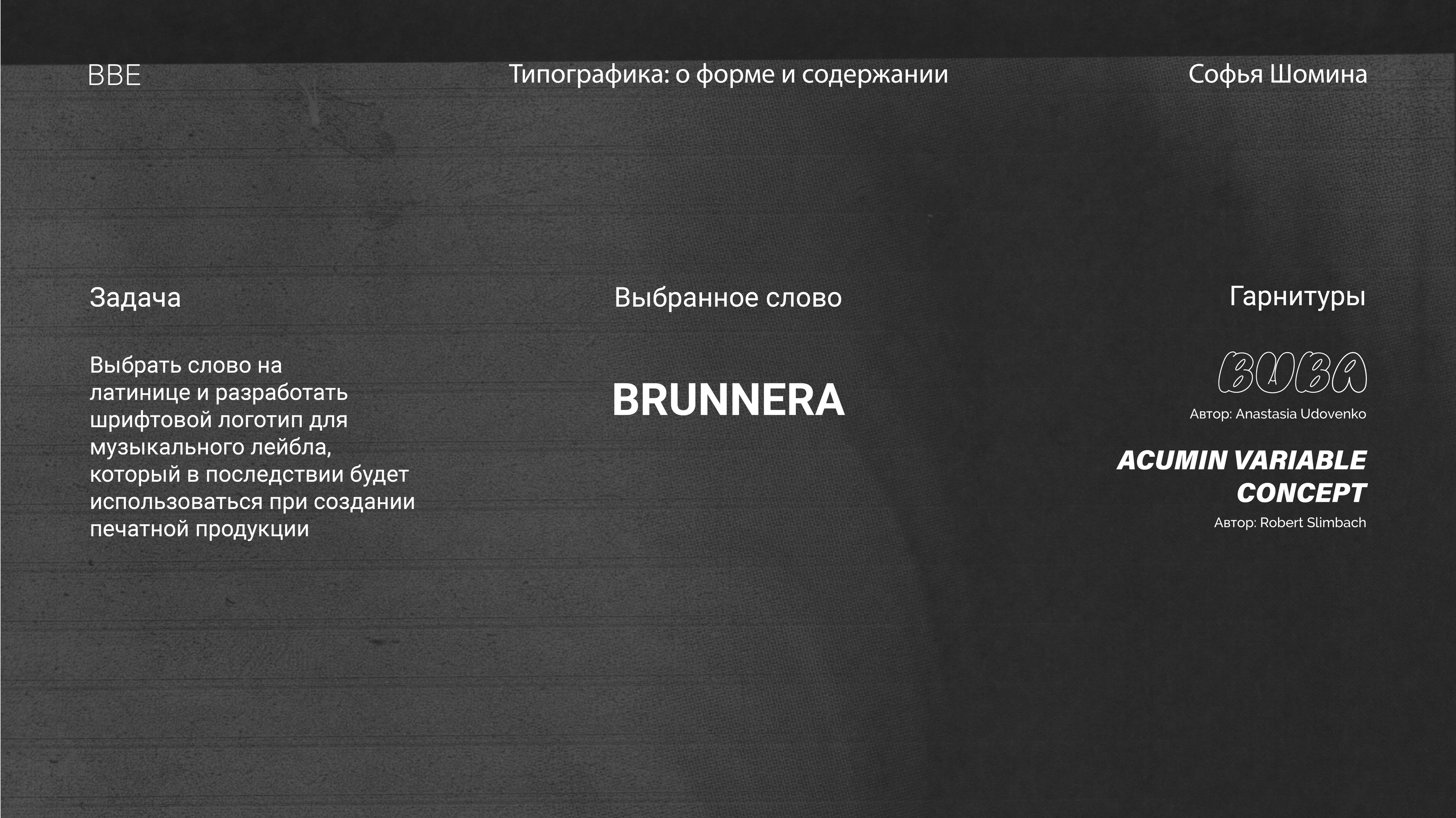 BRUNNERA шрифтовой логотип — Изображение №2 — Интерфейсы, Брендинг на Dprofile