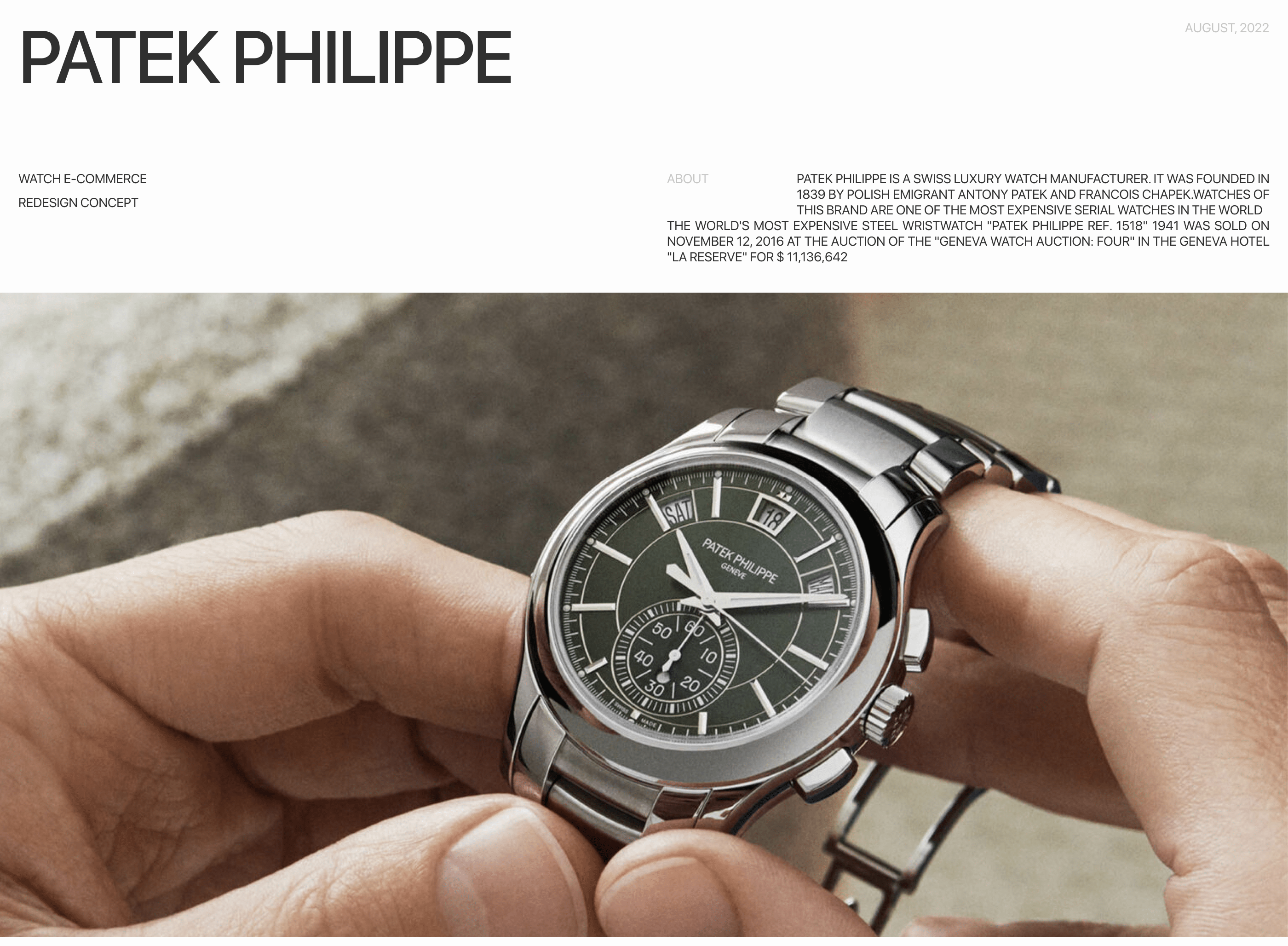 PATEK PHILIPPE — redesign e-commerce — Изображение №1 — Интерфейсы на Dprofile
